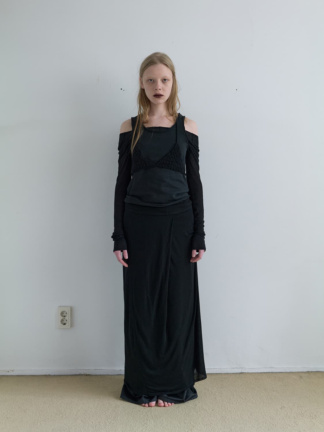 낫띵에브리띵 DRAPED DOUBLE LAYERED SKIRT 스커트 상품이미지1