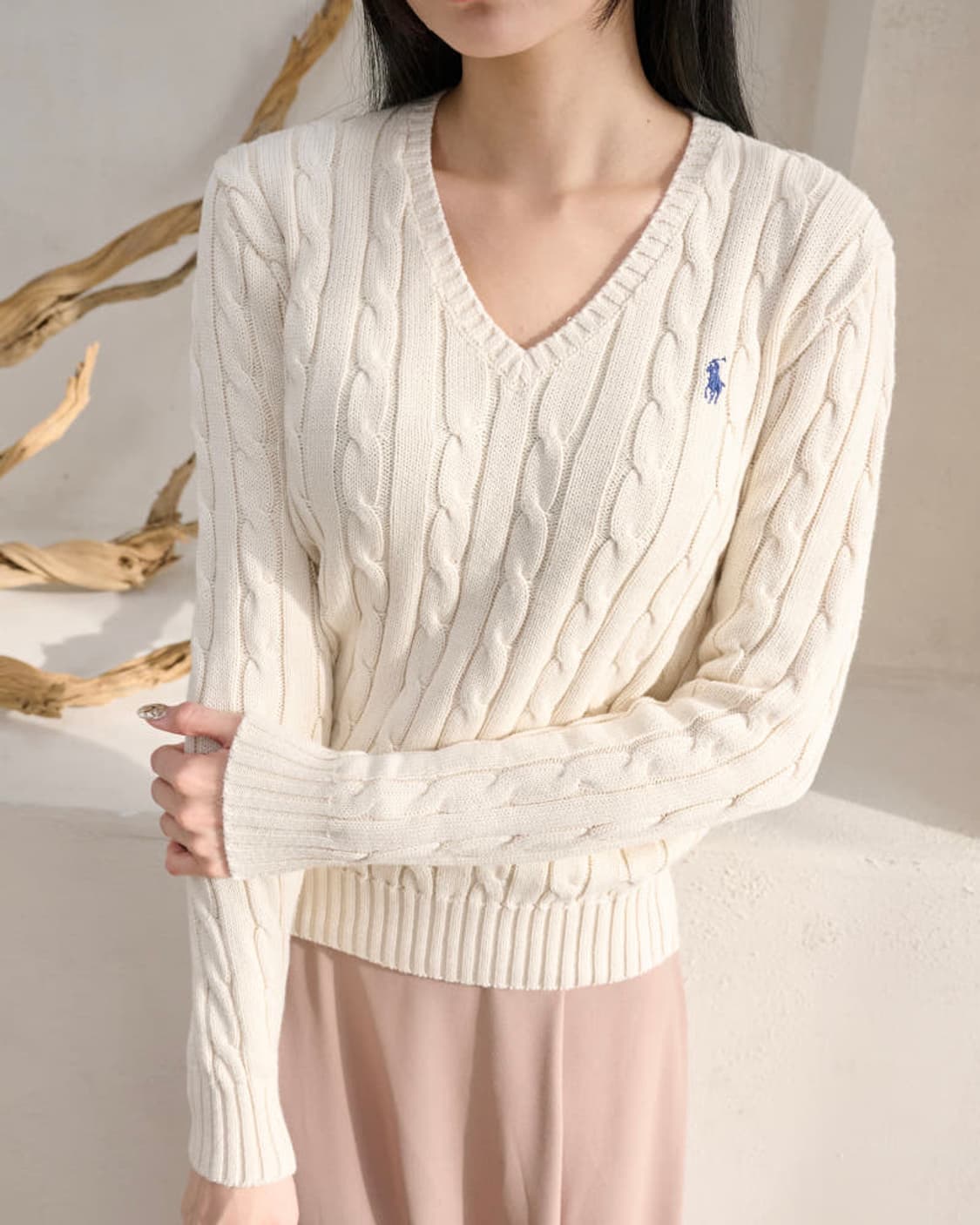폴로 랄프로렌 브이넥 니트 화이트  상품이미지1