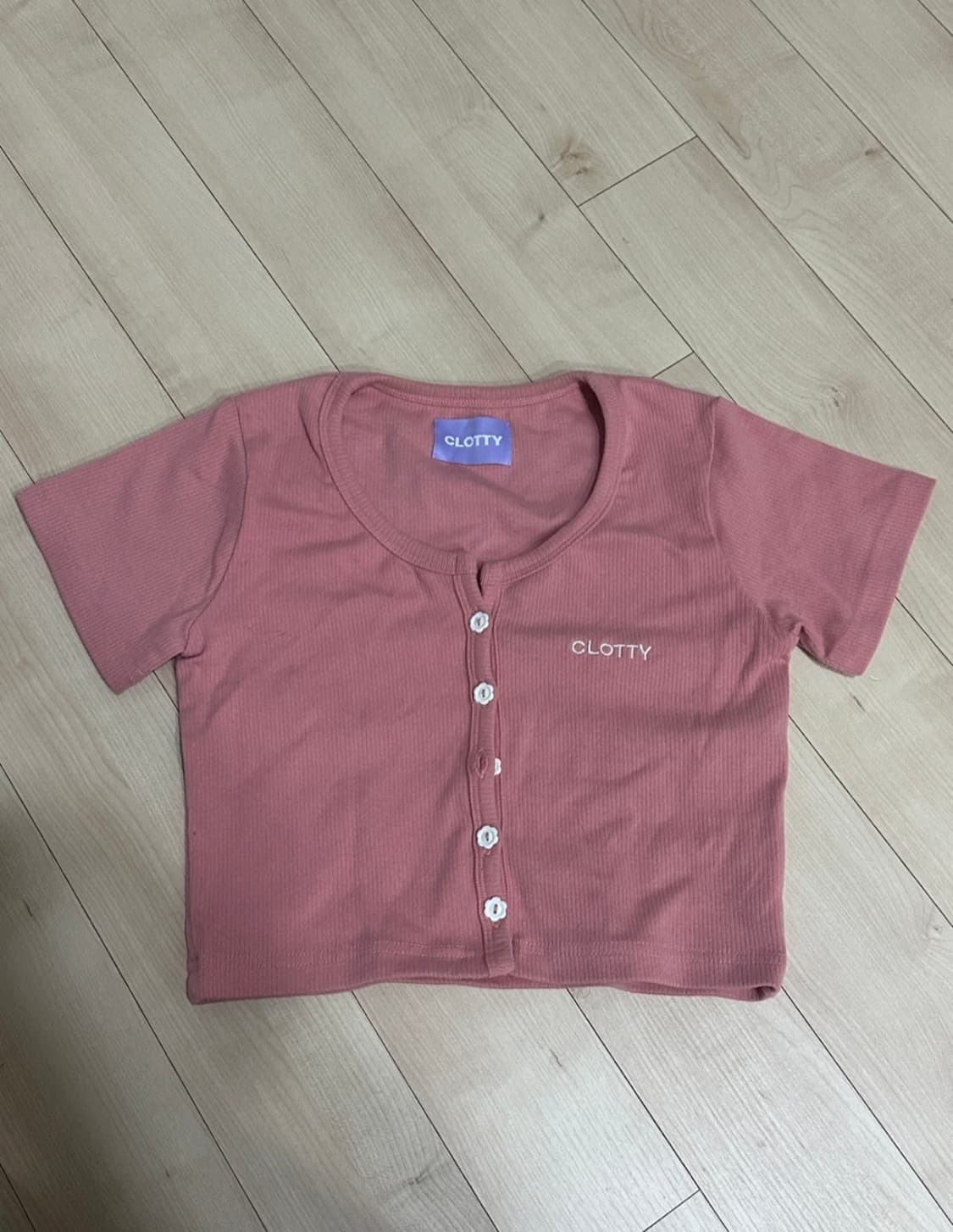 클로티 크롭 반팔 티셔츠 핑크 상품이미지1