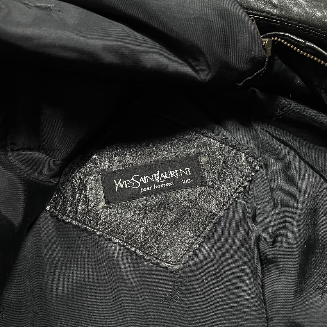 90's 입생로랑 양가죽 블루종 봄버 레더 자켓 상품이미지9
