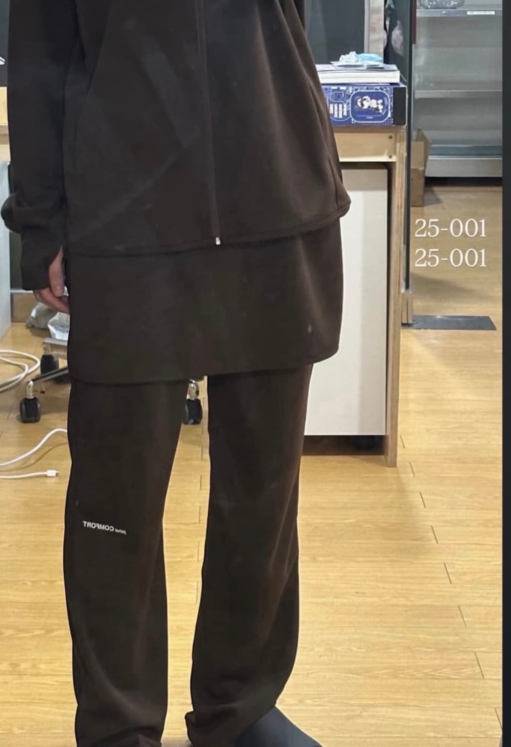 지초이 컴포트 25-001 layered pants 브라운 상품이미지1