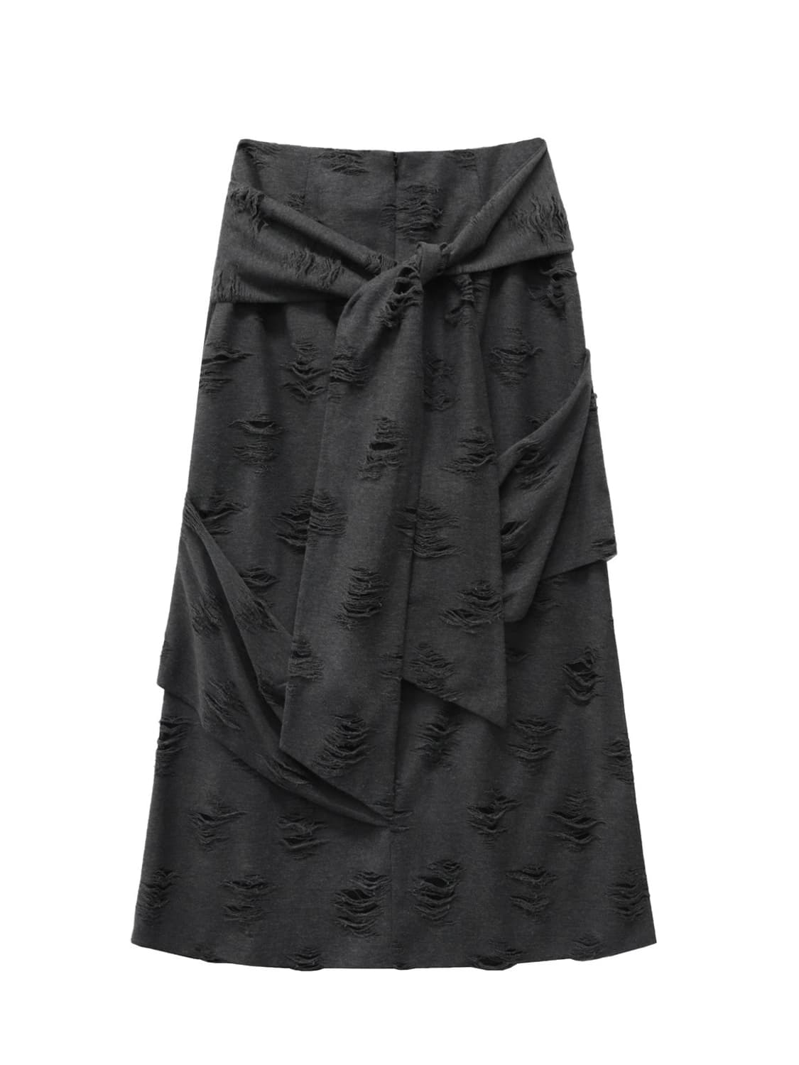 트리밍버드 스트랩 드레이프 데미지 스커트 차콜1 상품이미지2