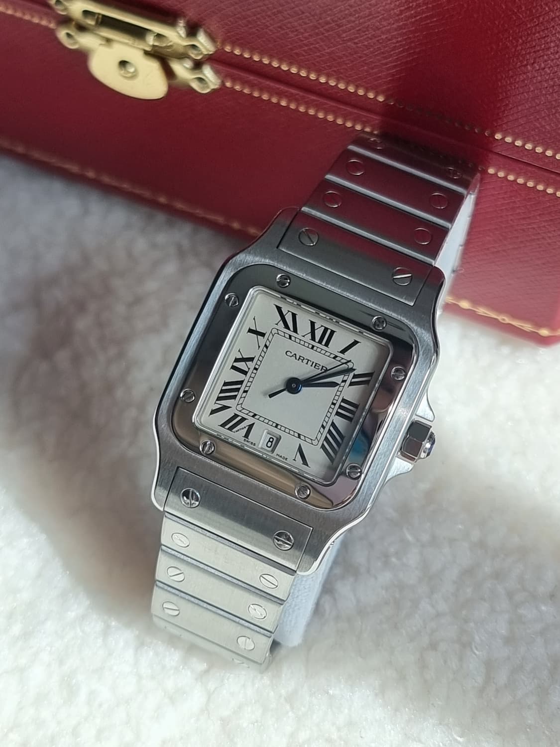 까르띠에 산토스 갈베 스틸 L 블랙로만 쿼츠 남성 시계 04년 상품이미지2