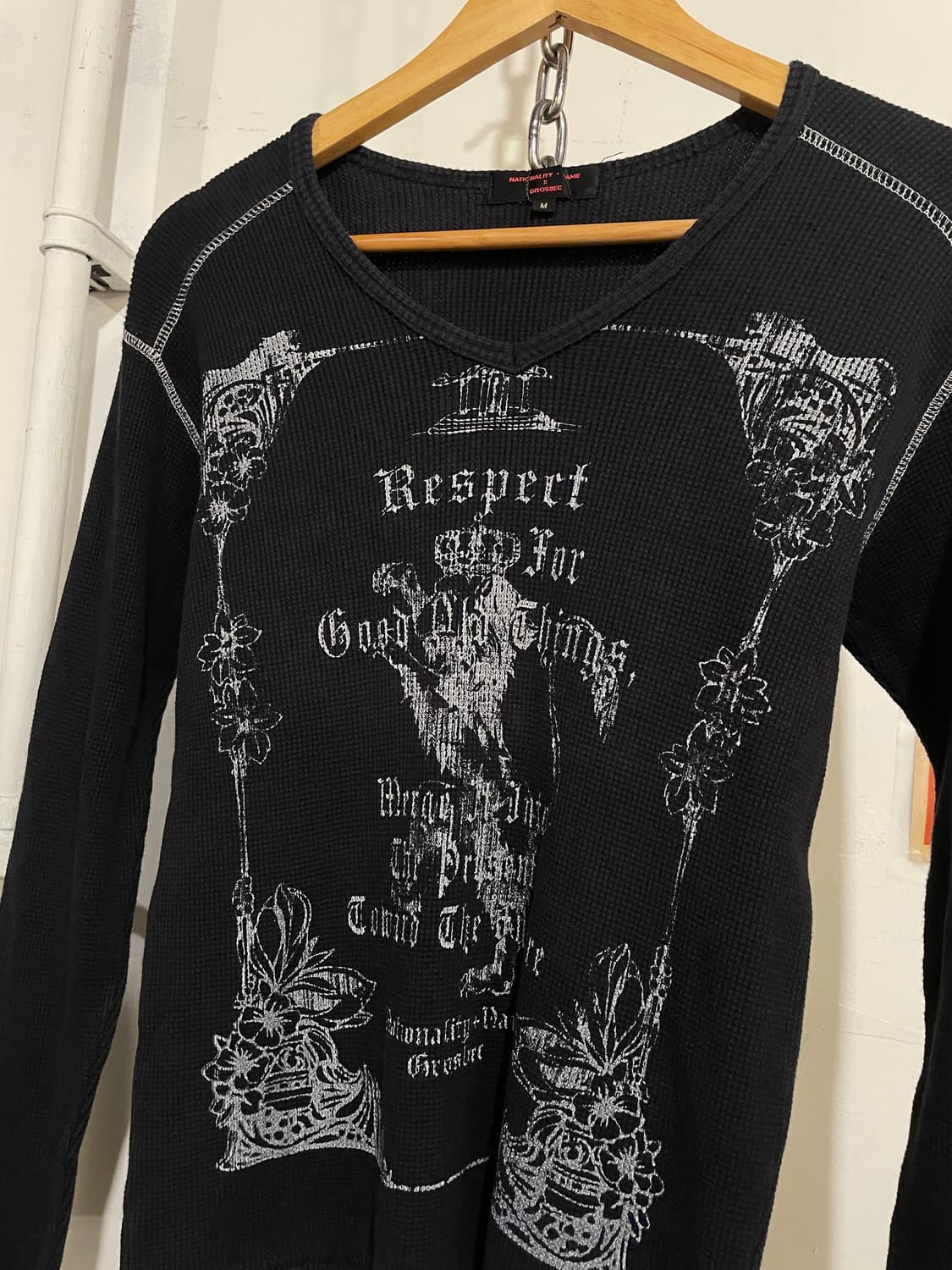 화이트 프린팅 와플 롱슬리브 펑크 y2k 상품이미지3