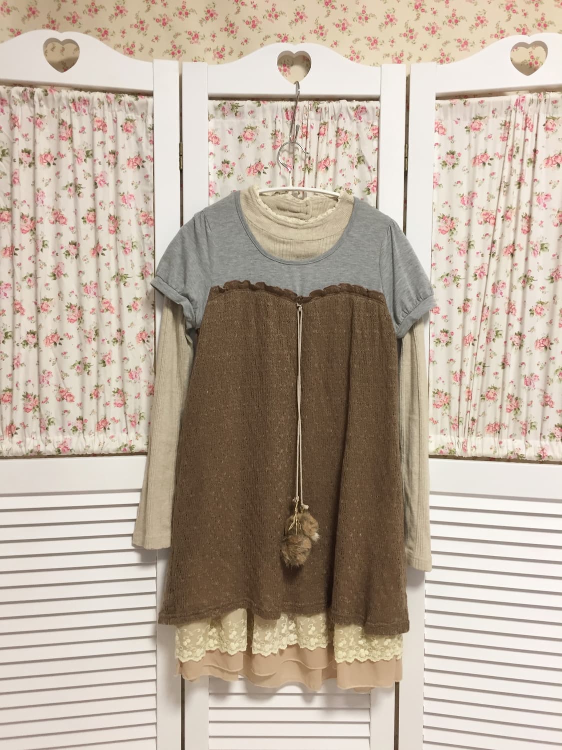 빈티지 모리걸라떼갸루 초코 프릴 반팔 상품이미지2