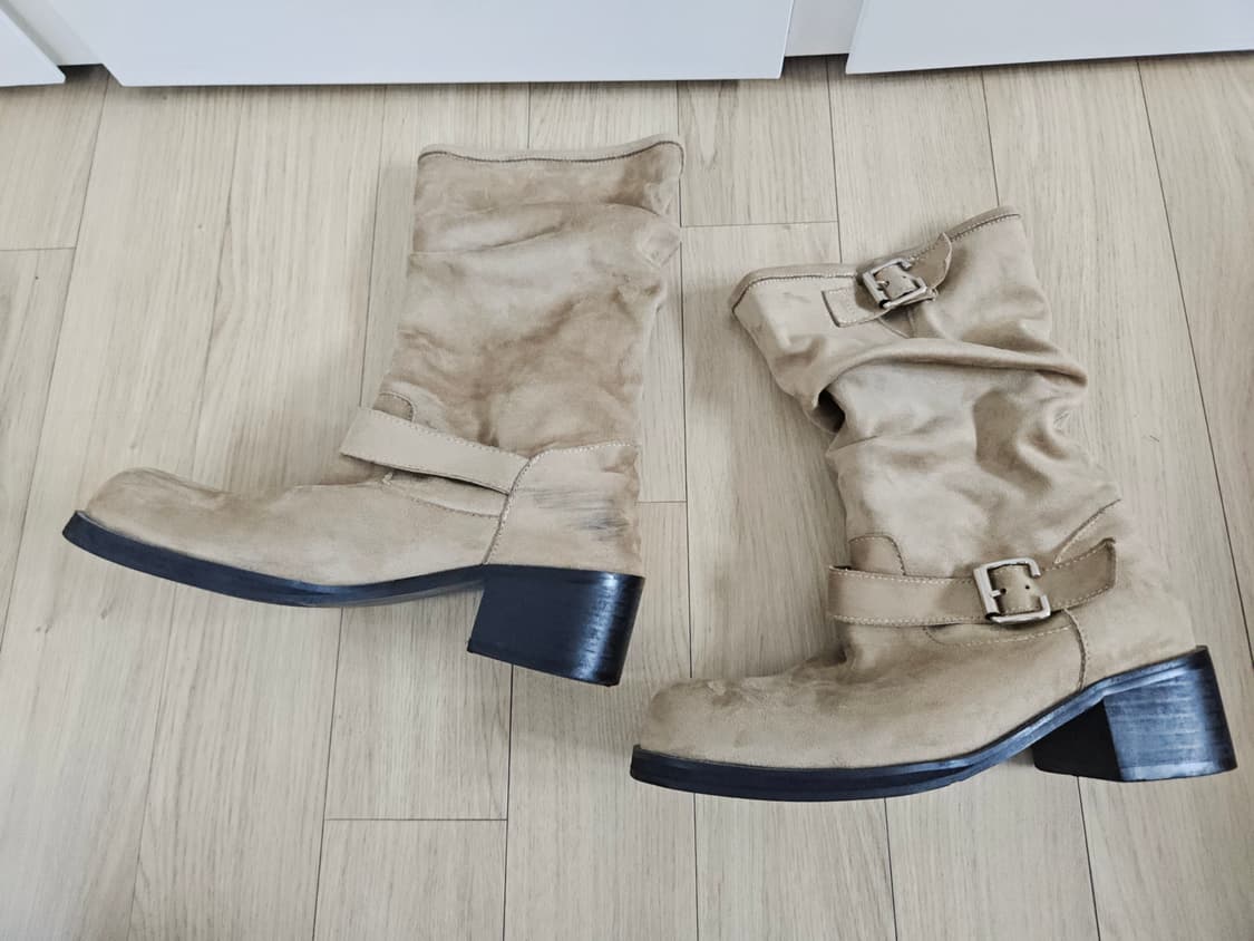 프롬비기닝 버클 셔링 미들 베이지 부츠 상품이미지9