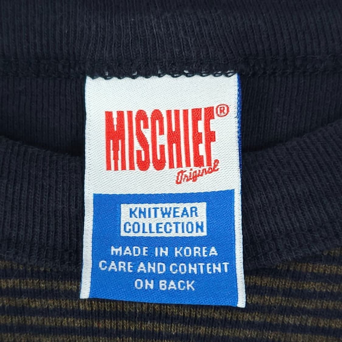[미스치프] 로고 패치 스트라이프 크롭 슬림핏 반팔티 M21336 상품이미지9