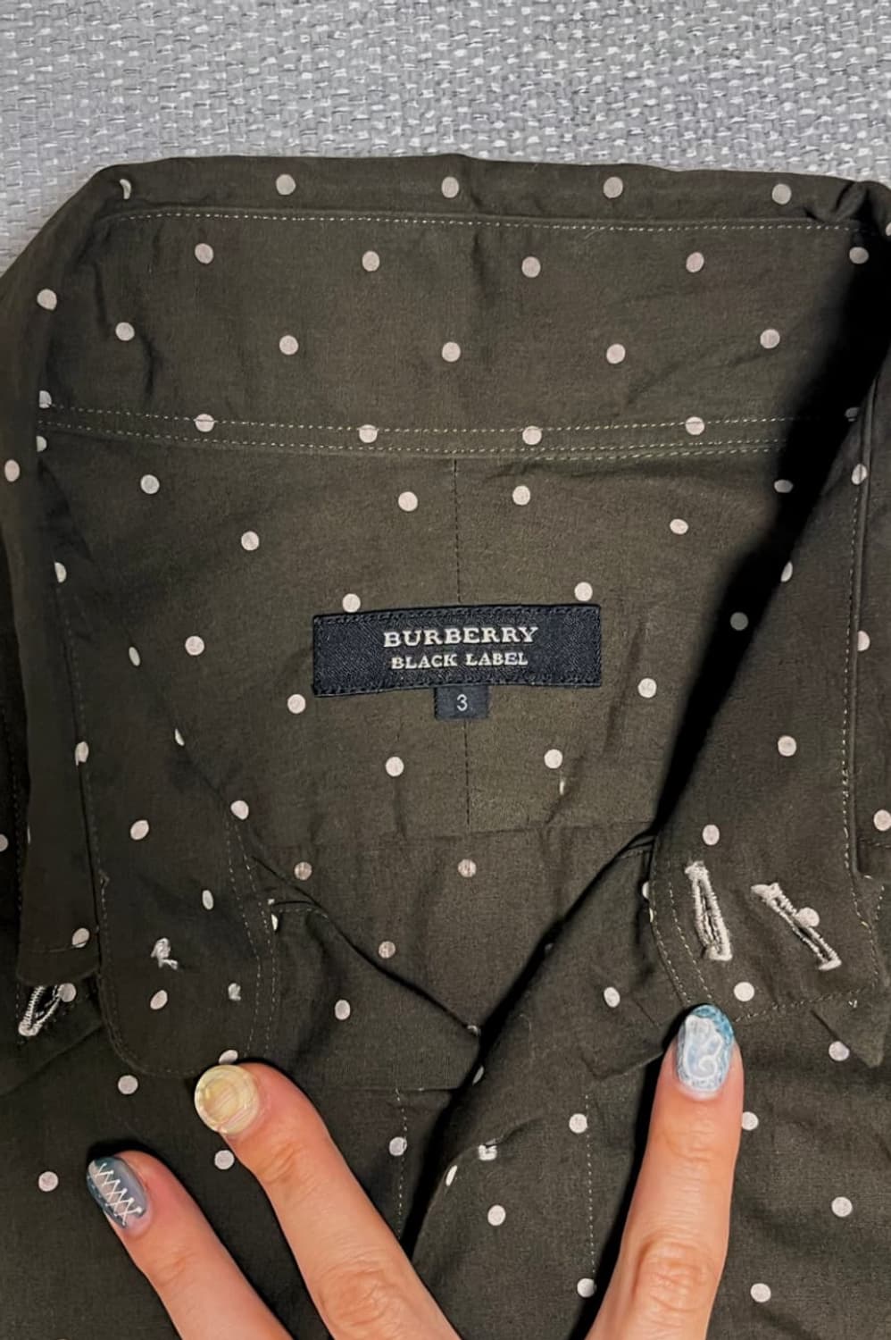 Mint chocolate Burberry polka dot shirt 상품이미지3