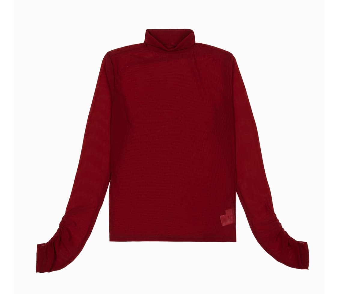 우화 WRINKLE MESH TURTLENECK DEEP RED 상품이미지2