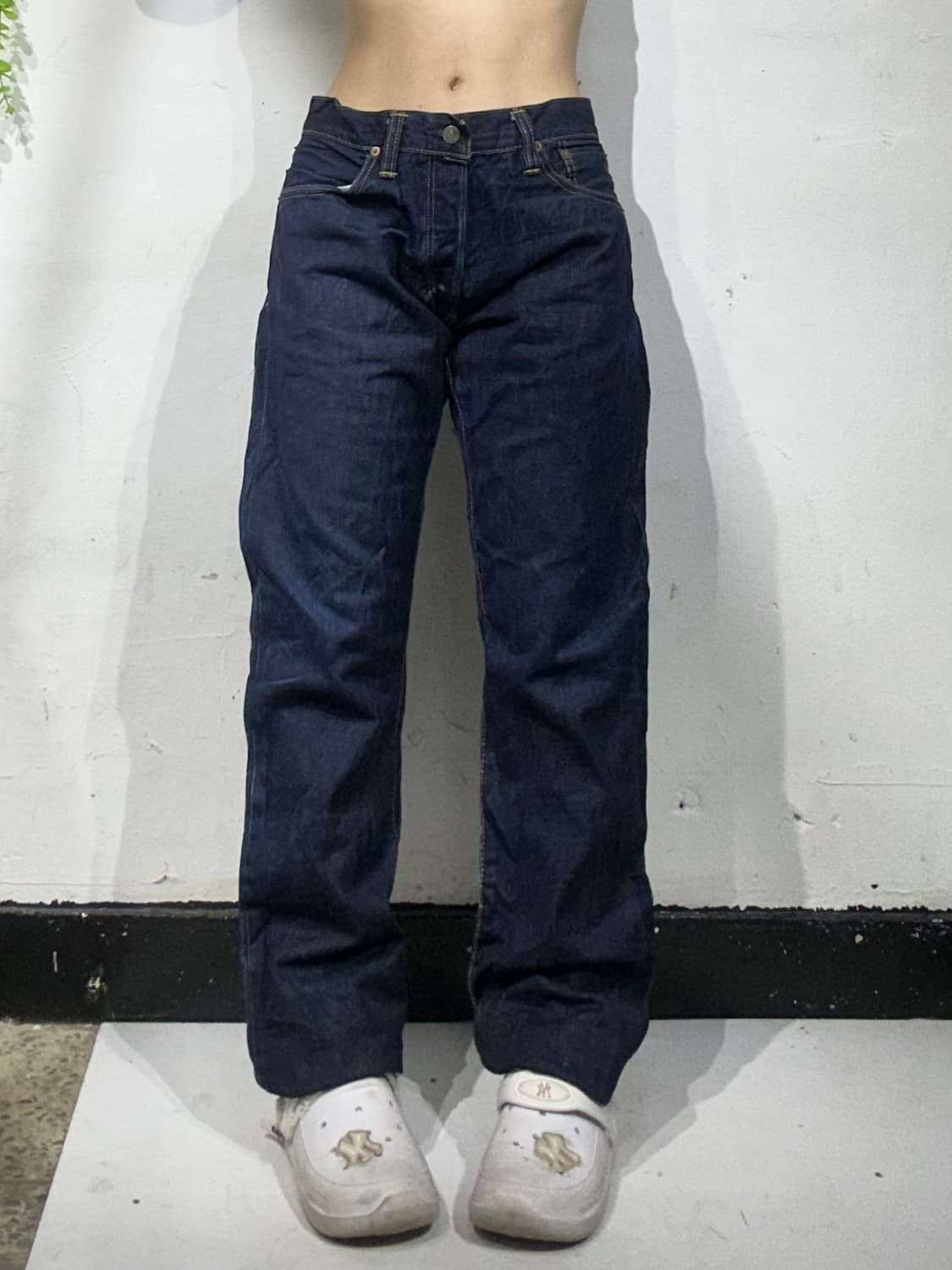 폴로 진청 가죽탭 스트레이트핏 데님 팬츠 청바지  상품이미지2