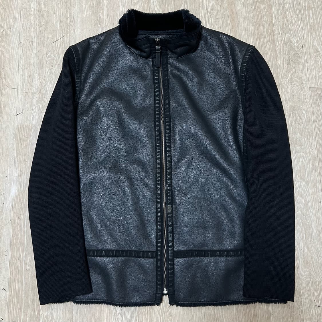 옴브루노 남성 천연 양가죽 니트 가죽자켓 L/100  상품이미지1