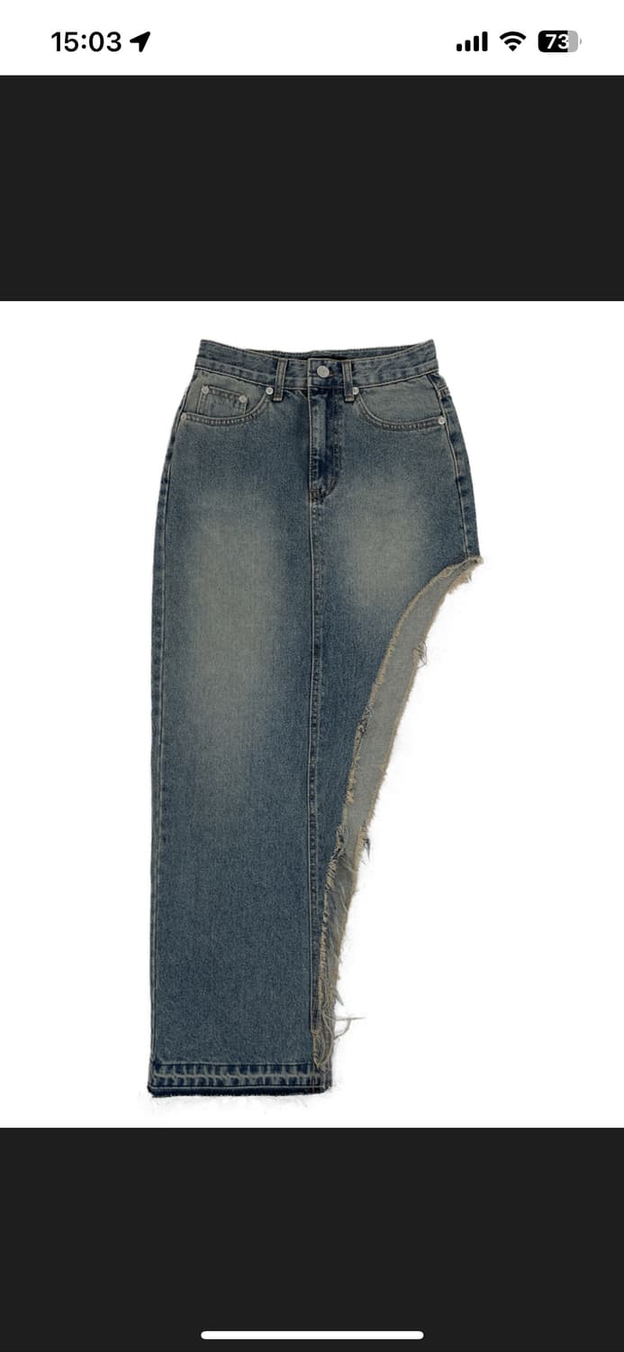 보헤미안서울 커브드 커팅 데님 스커트 상품이미지2