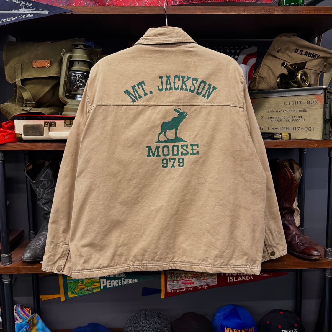 90s 빈티지 Moose 프린팅 블랭킷 라이닝 워크 디트로이트 자켓 상품이미지2