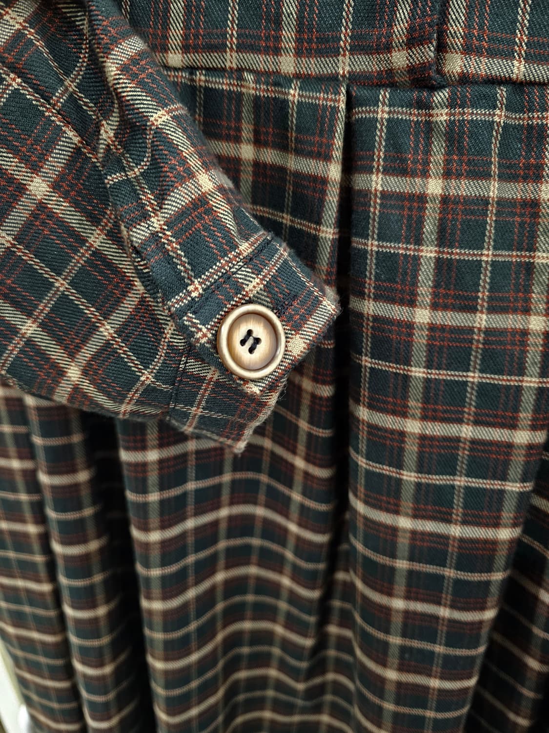 Japan 카키 체크 핀턱 OPS 상품이미지7