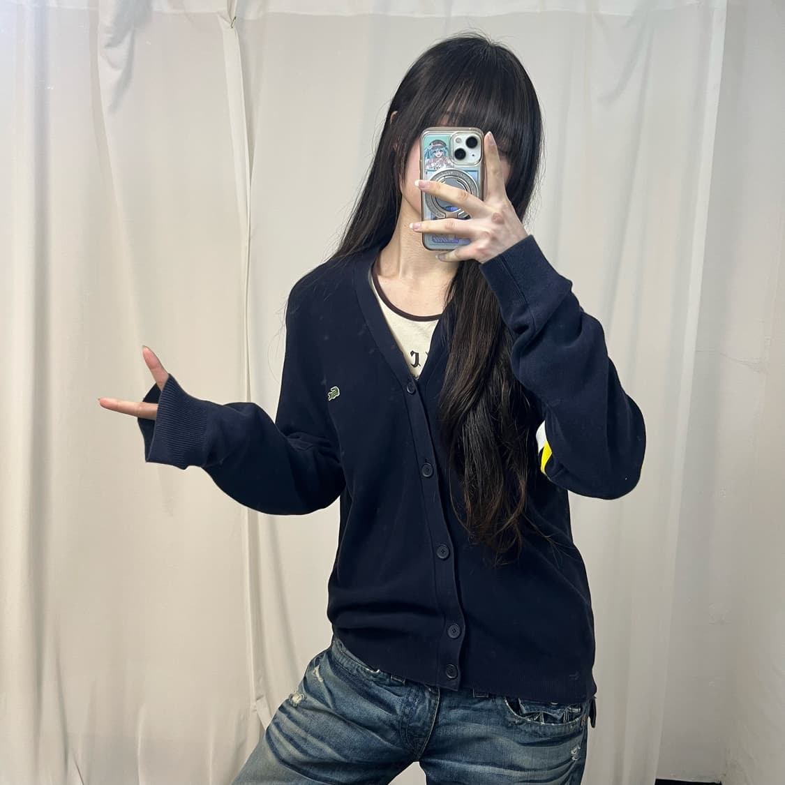 Lacoste navy knit cardigan 상품이미지2