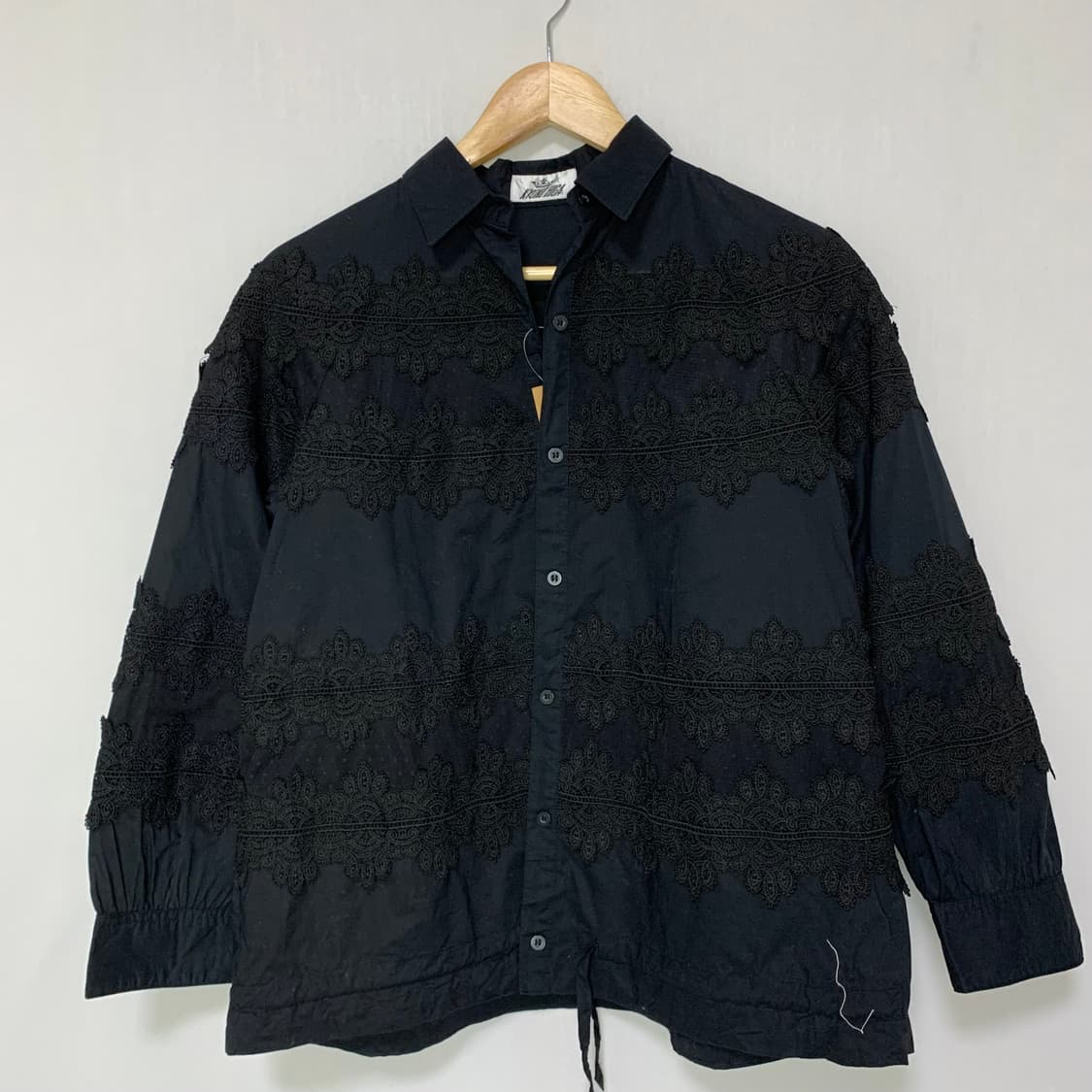 jpn 일본 빈티지 레이스 디테일 여성 셔츠 블라우스 블랙 M 상품이미지3