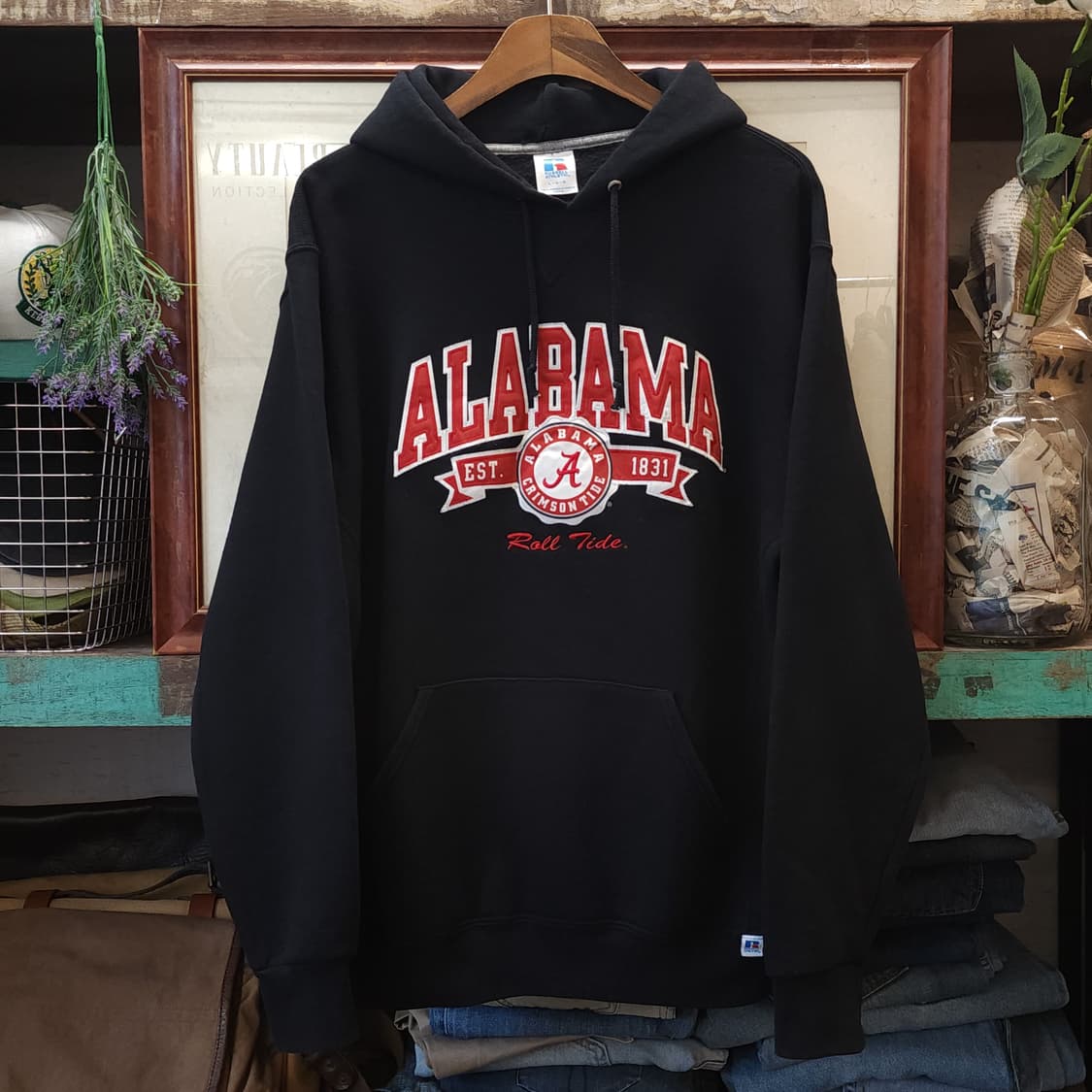 90s 러셀 후드 스웻셔츠 앨라배마 크림슨 타이드 빈티지 레터링 L 상품이미지2