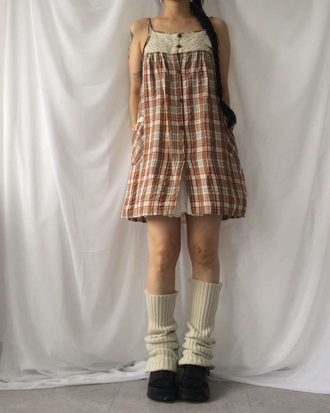 Crochet point check pattern sleeveless 상품이미지1