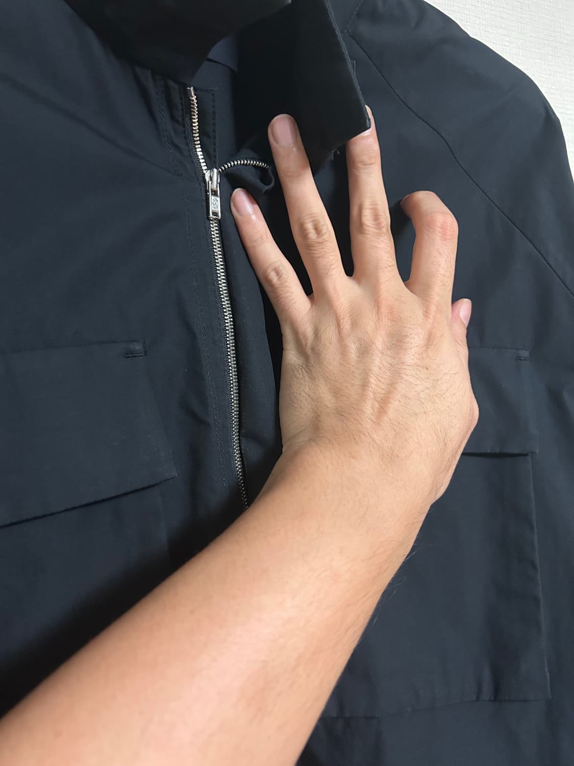 준지 더블포켓 하이넥 집업 셔츠 블랙 48 상품이미지5