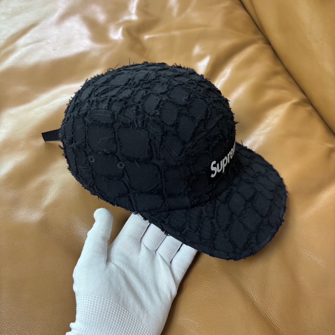 슈프림 캠프캡 모자 박스로고 25ss 프레이드 크록 데님 블랙 상품이미지3