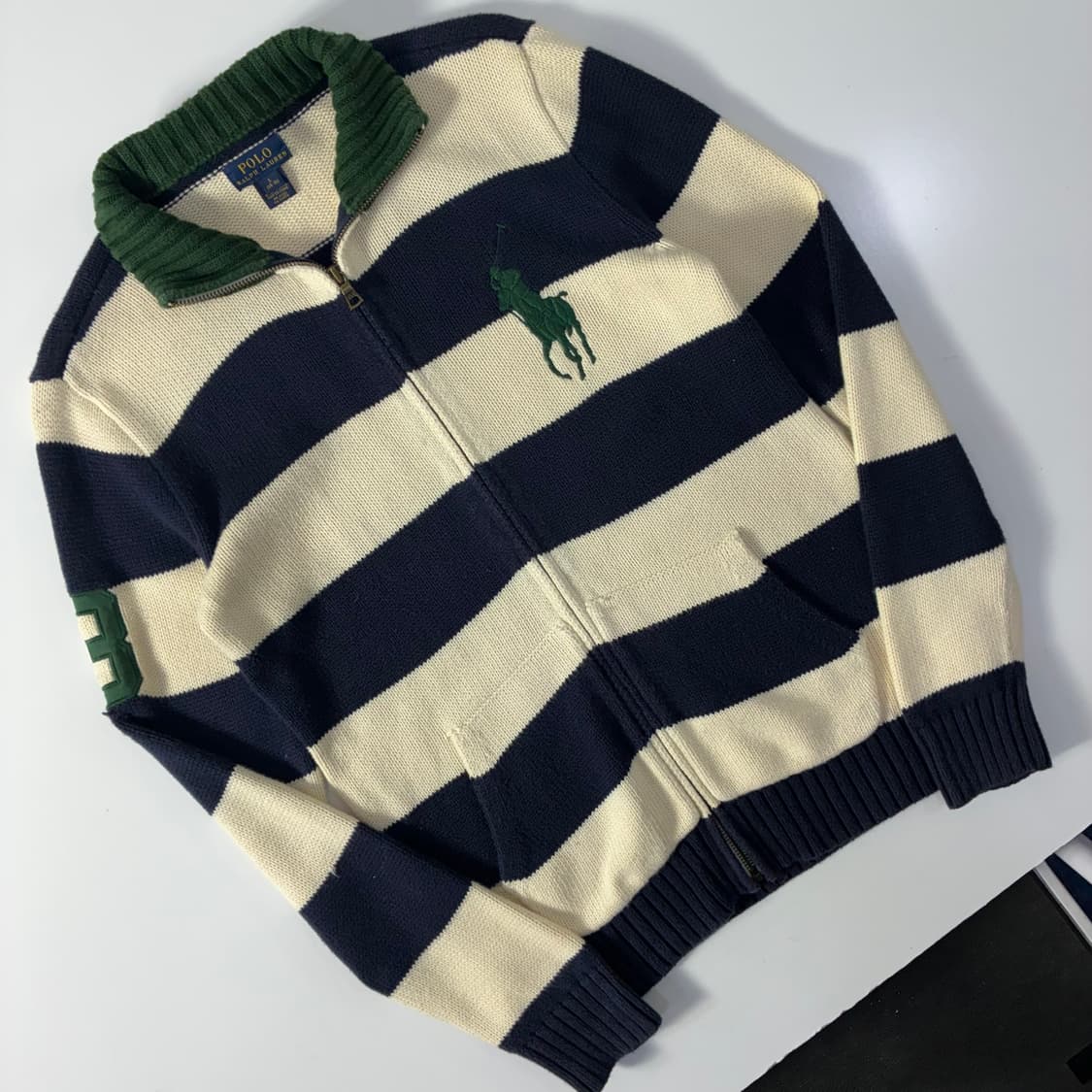 Polo  폴로 랄프로렌 빅포니 그린 스트라이프 니트집업   상품이미지2