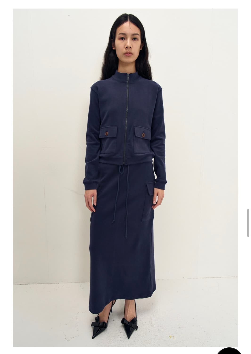 지지비샤 포켓 롱스커트 navy 상품이미지2