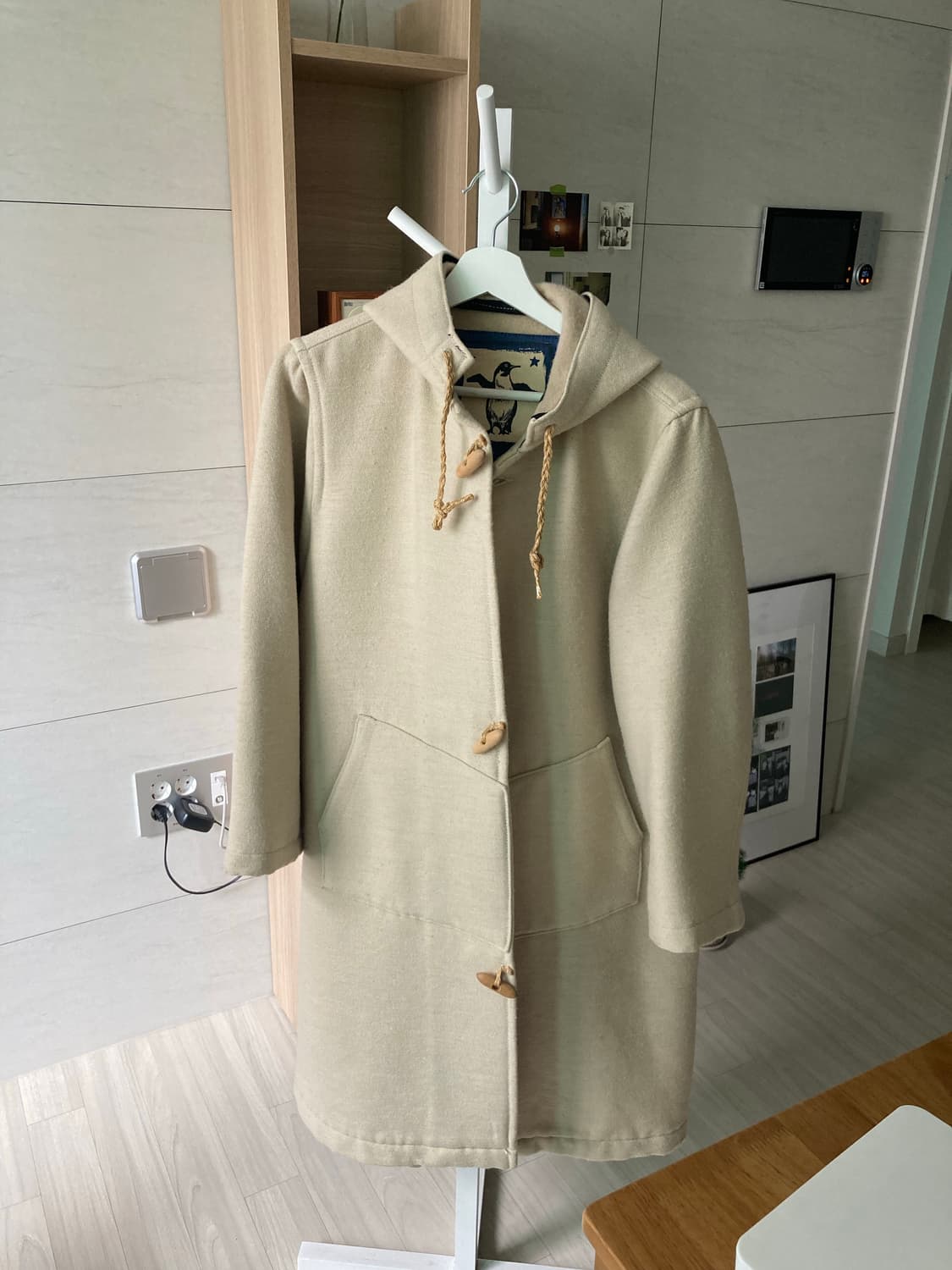 일본 빈티지 아이보리 후드 떡볶이 코트(더플코트) 상품이미지5