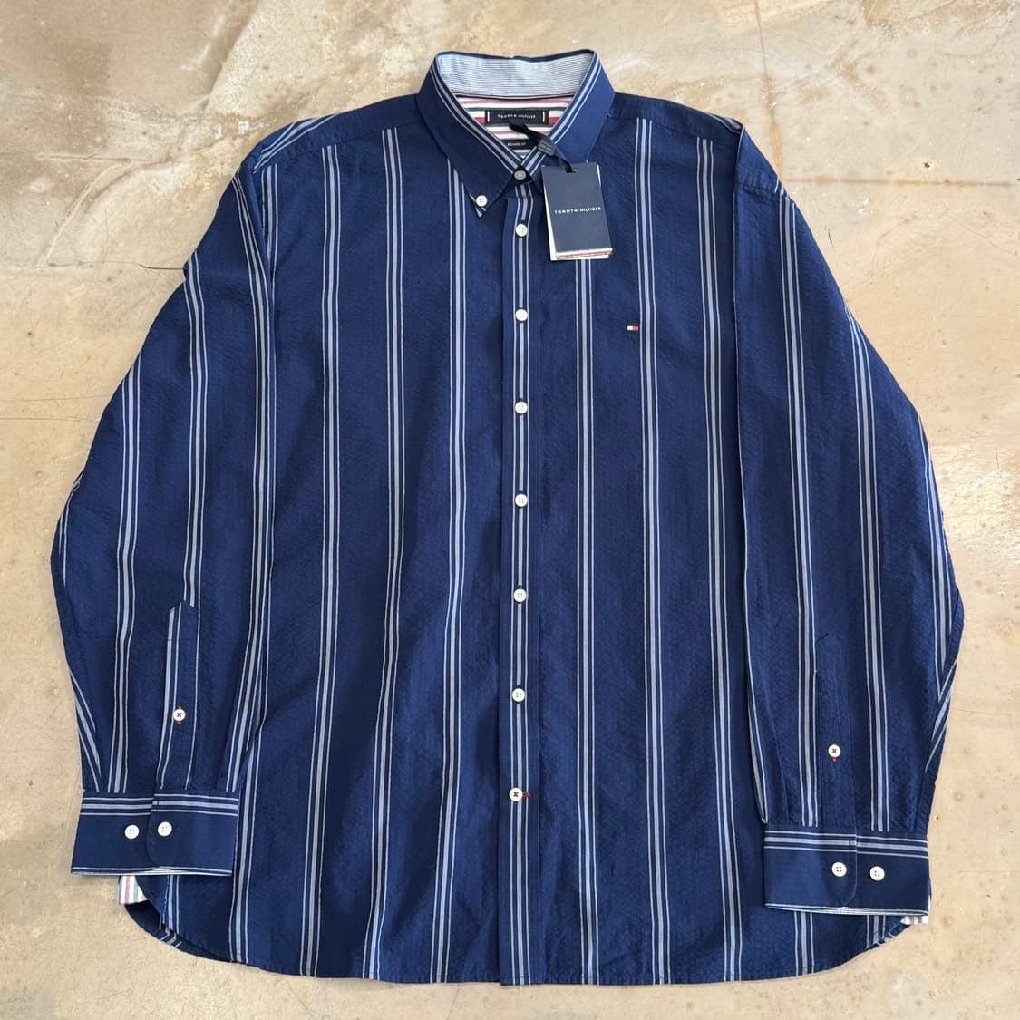 XXL 새상품 타미힐피거 네이비 스트라이프 셔츠 상품이미지2