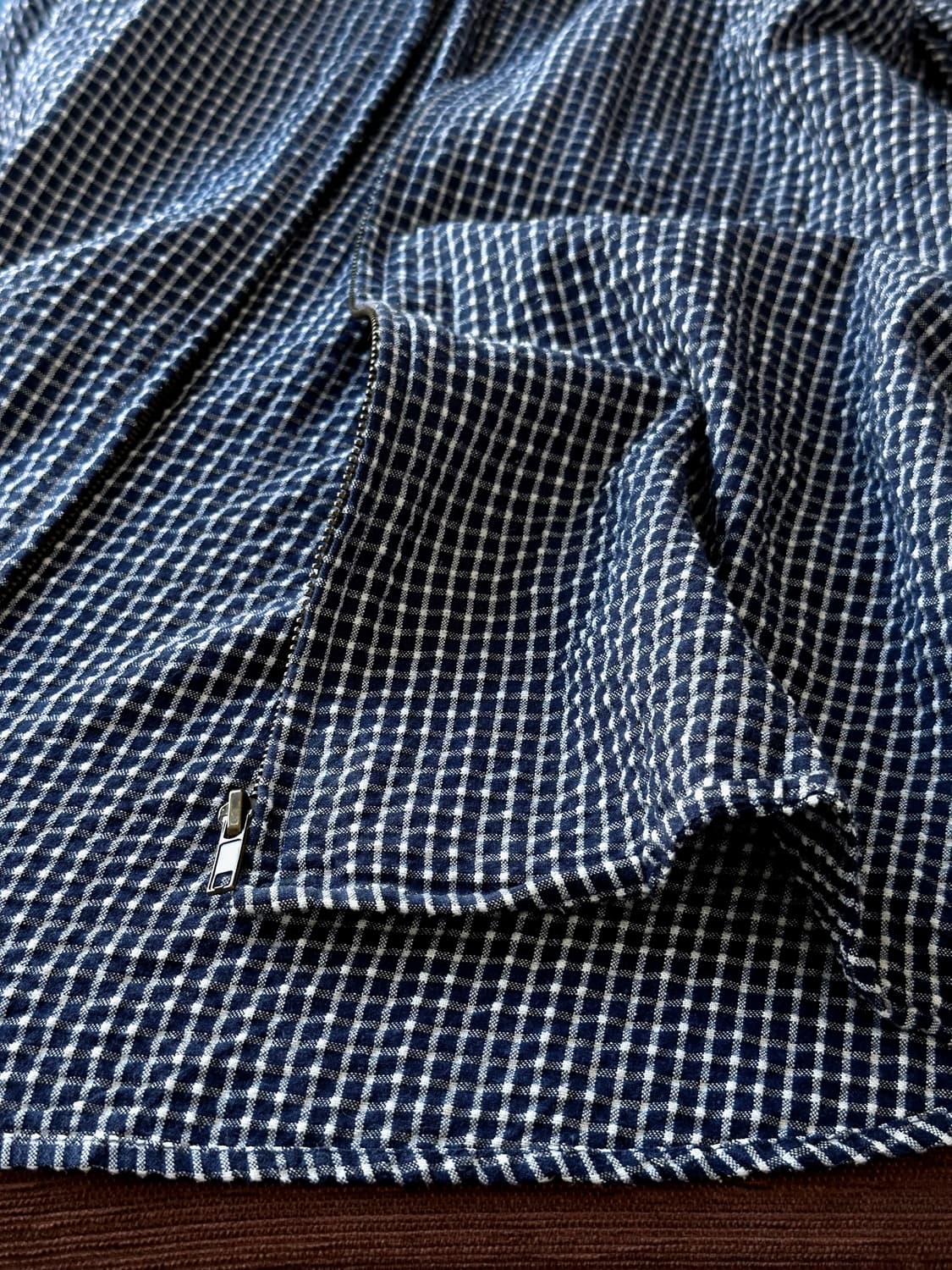 Natural sucker fabric zip shirt 상품이미지2
