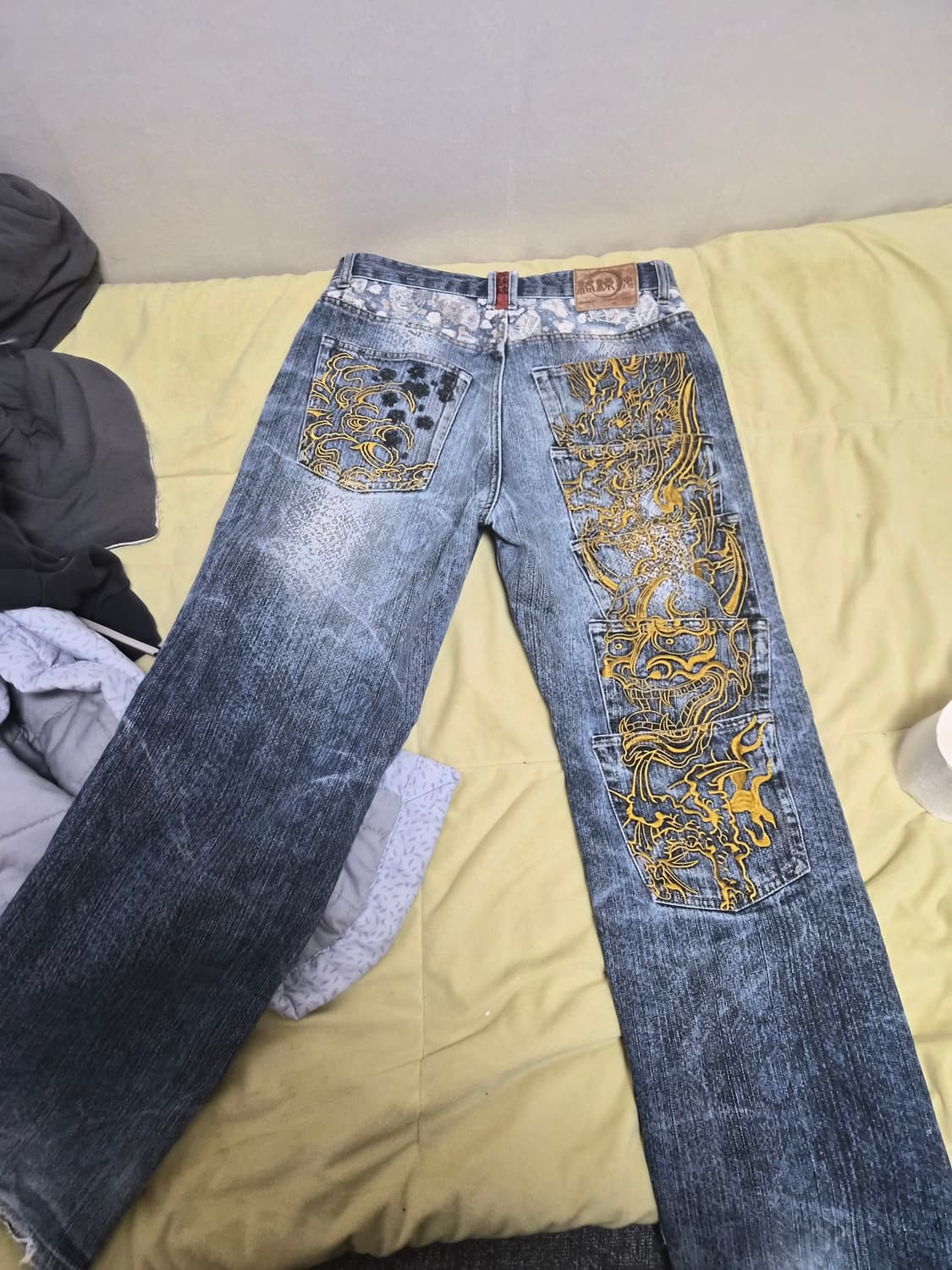 카타쿠리타마시 오니 자수 뱀피 데님 상품이미지2