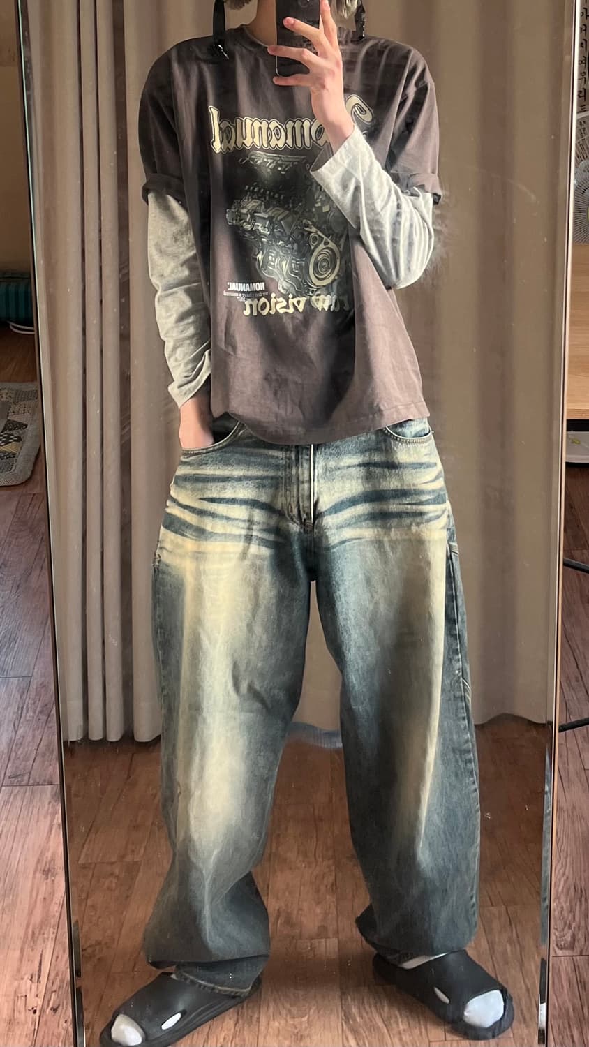 노운 bias tapered denim pants (blue) 1사이즈 상품이미지1