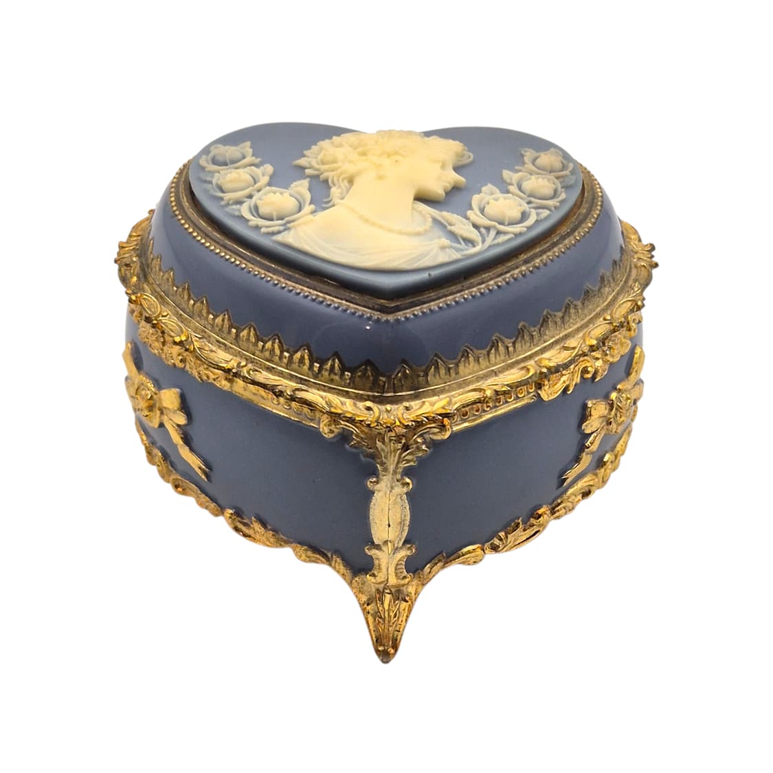 80s 산쿄 엔틱 카메오 하트 오르골 보석함 상품이미지2