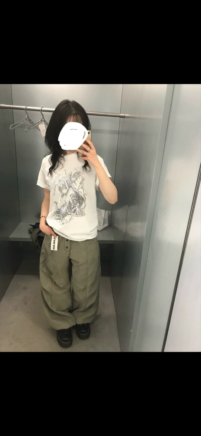 아캄 카키 코튼 와이드 팬츠 상품이미지2