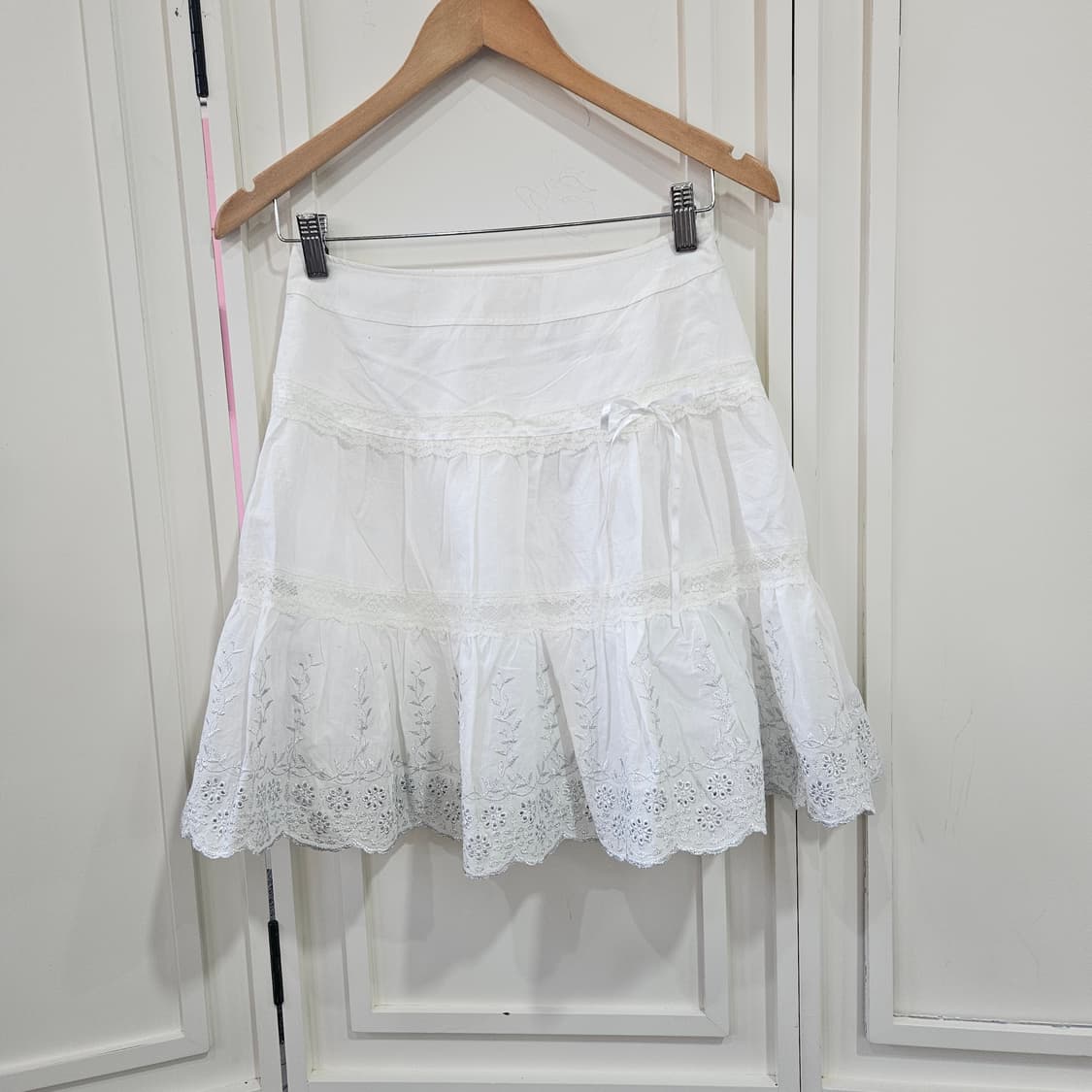 화이트 코튼 자수 레이스 스커트 상품이미지1