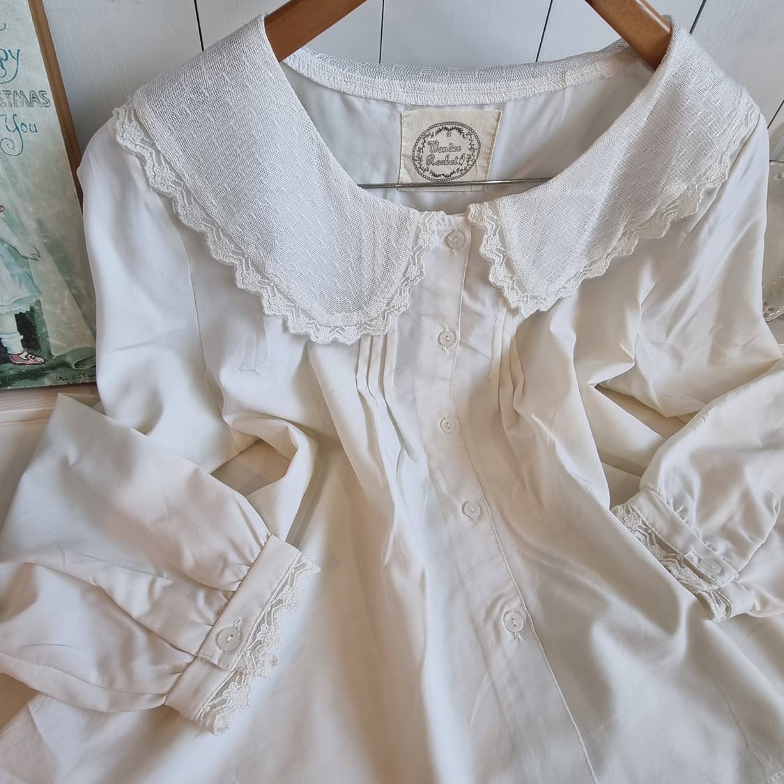 빈티지 레이스 칼라 블라우스 화이트 상품이미지2