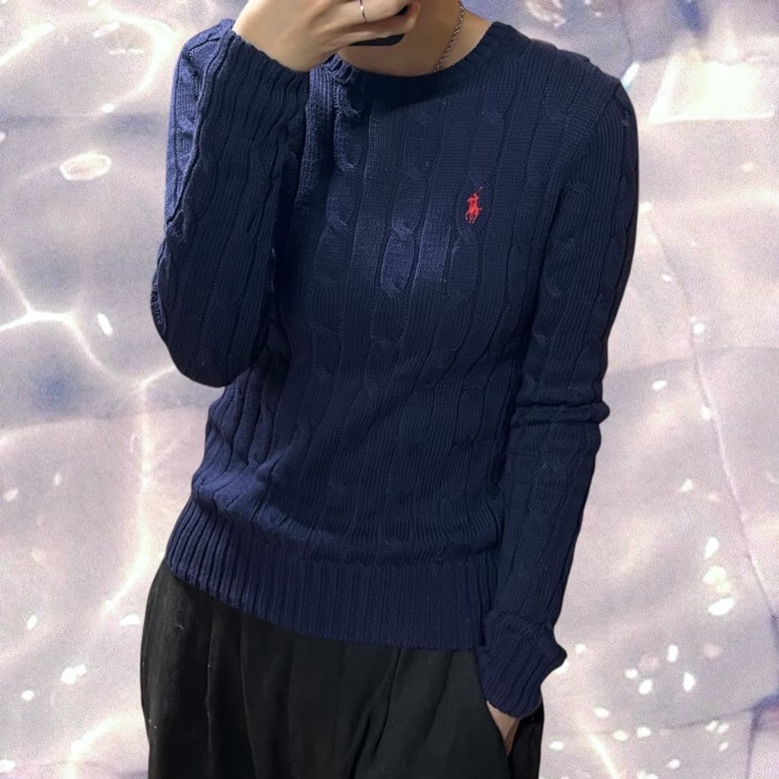 폴로 랄프로렌 신형 큐알 꽈배기 니트 네이비 S  상품이미지2