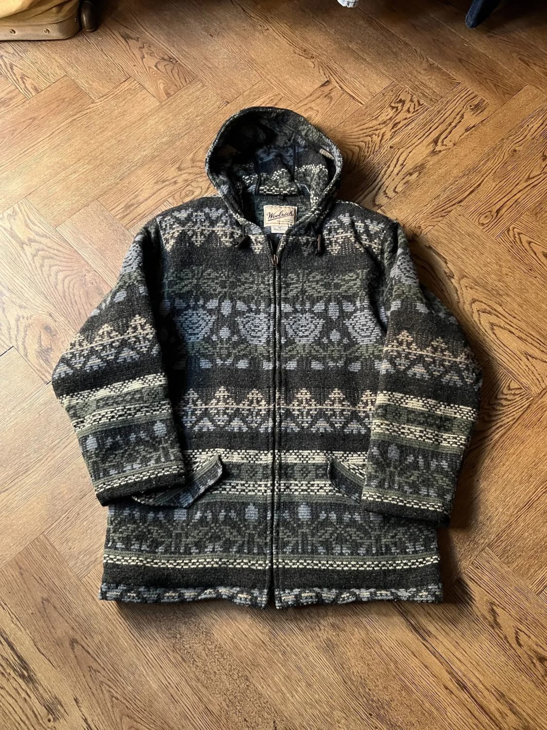 [M]90's 울리치 Made in USA 빈티지 패턴 후드 코트 상품이미지1