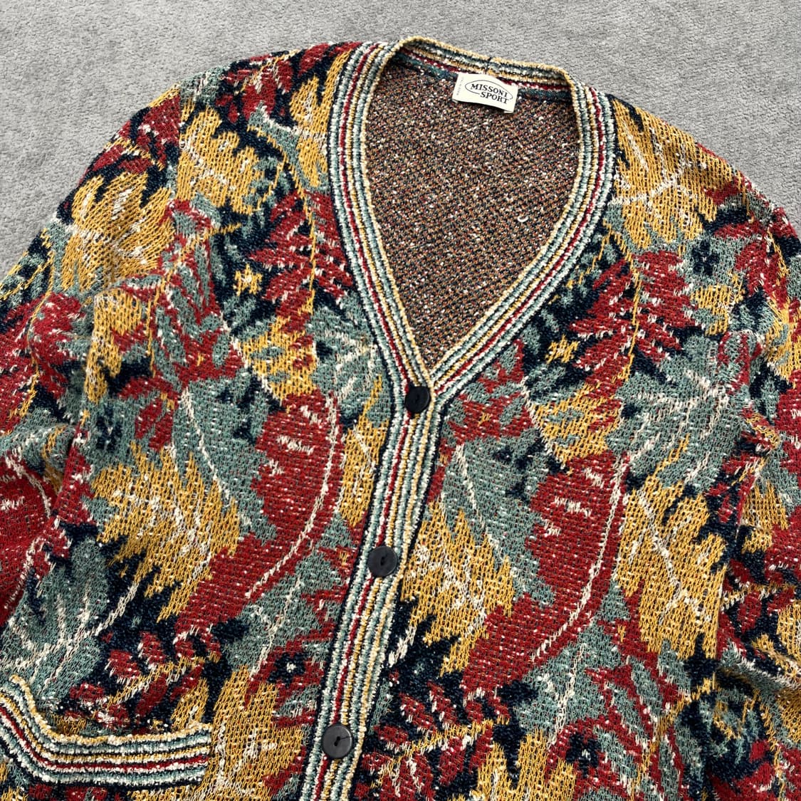 40 미쏘니 멀티컬러 패던 가디건 실측95 상품이미지2