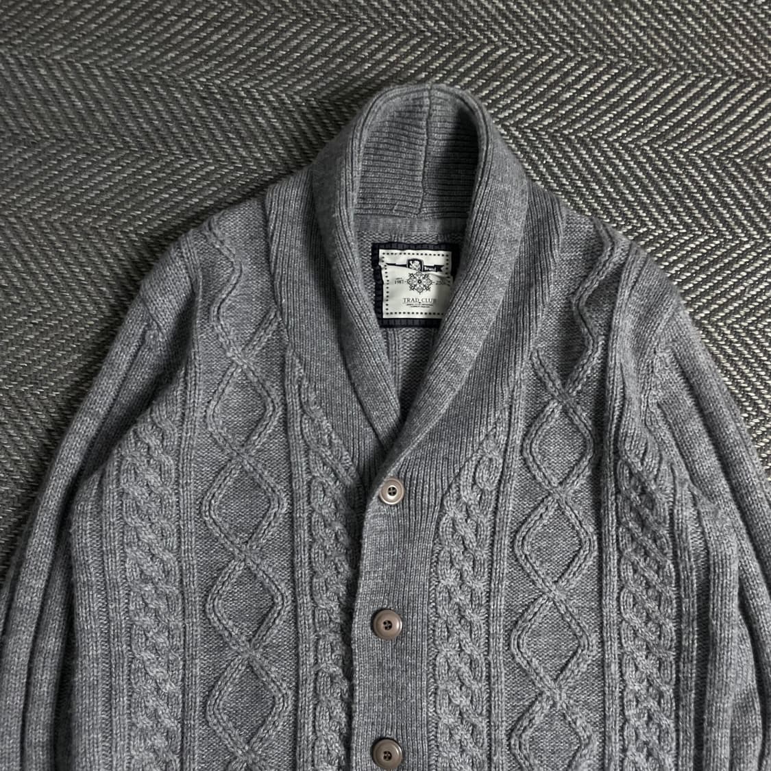 TRAD CLUB 케이블 꽈배기 니트 가디건 그레이o 5074 상품이미지4