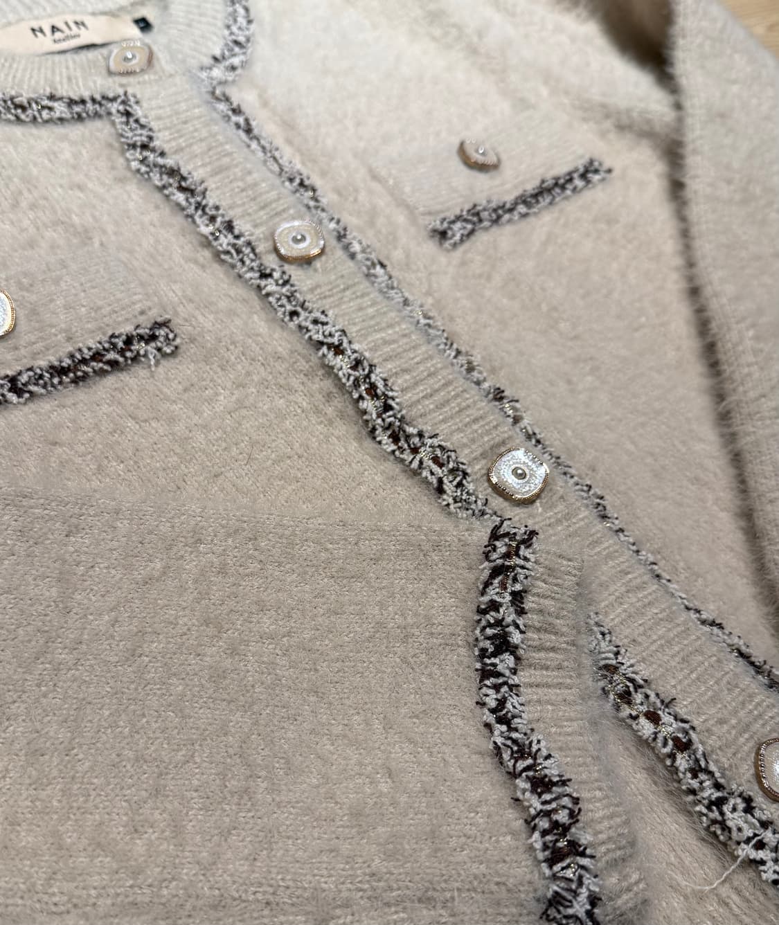 NAIN 트위드 배색 가디건 55사이즈 상품이미지2