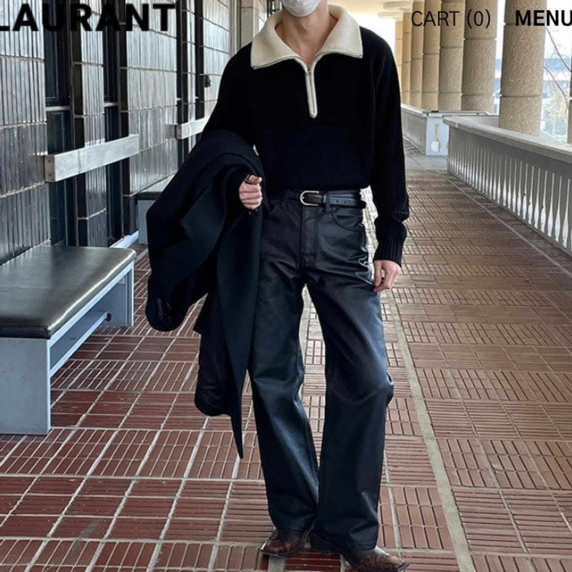 (OS) 로랑051 빅카라 니트 집업 상품이미지1