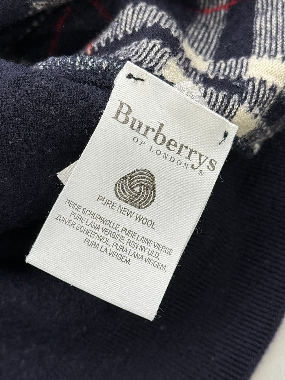 버버리 90s 노바체크 메리노울 카라 넥 네이비 니트  상품이미지7