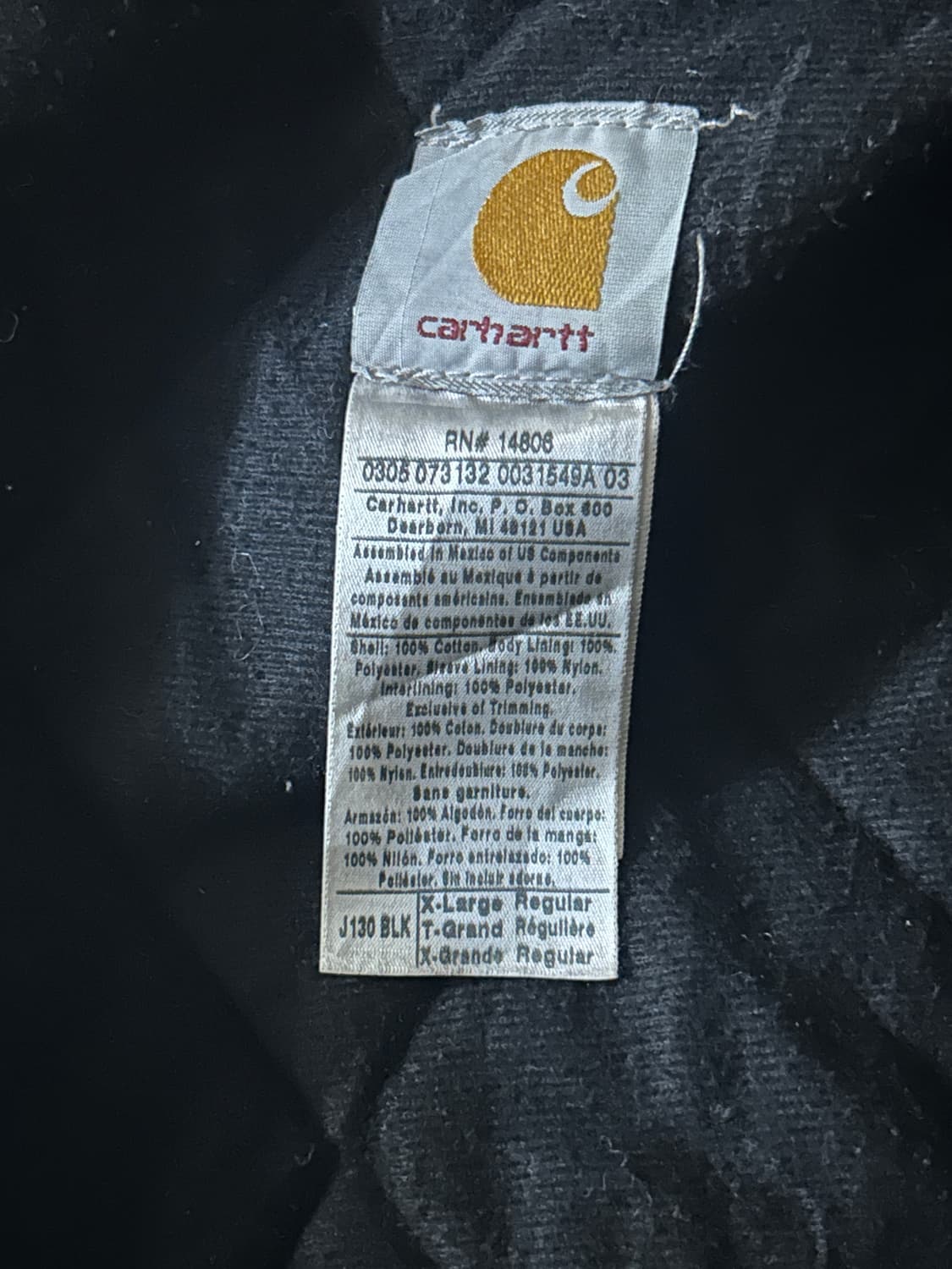 칼하트 액티브 J130 BLK XL/R 상품이미지6