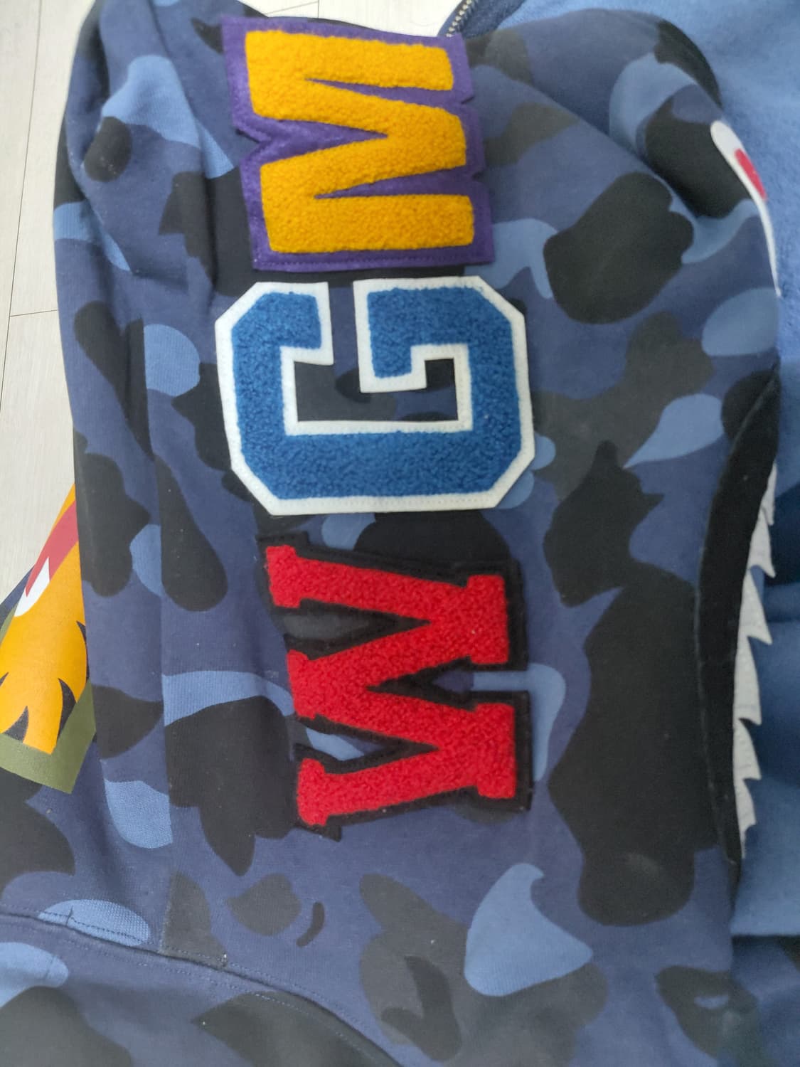 베이프 샤크후드집업 청계 정품 l사이즈 상품이미지9