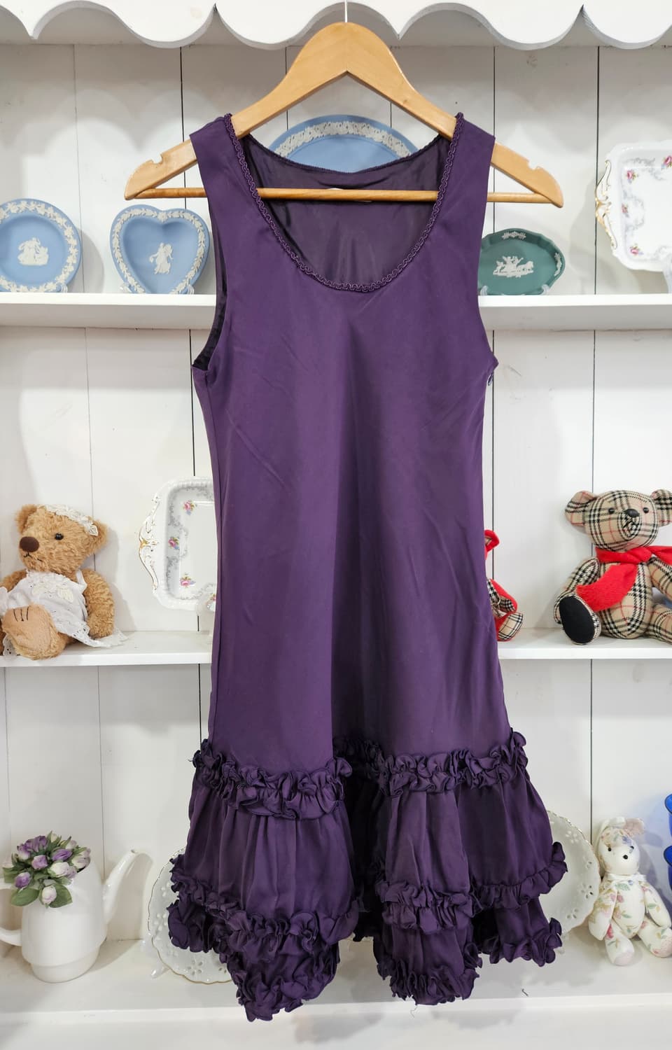 (axes femme) 퍼플 프릴 슬리브리스 원피스 상품이미지1