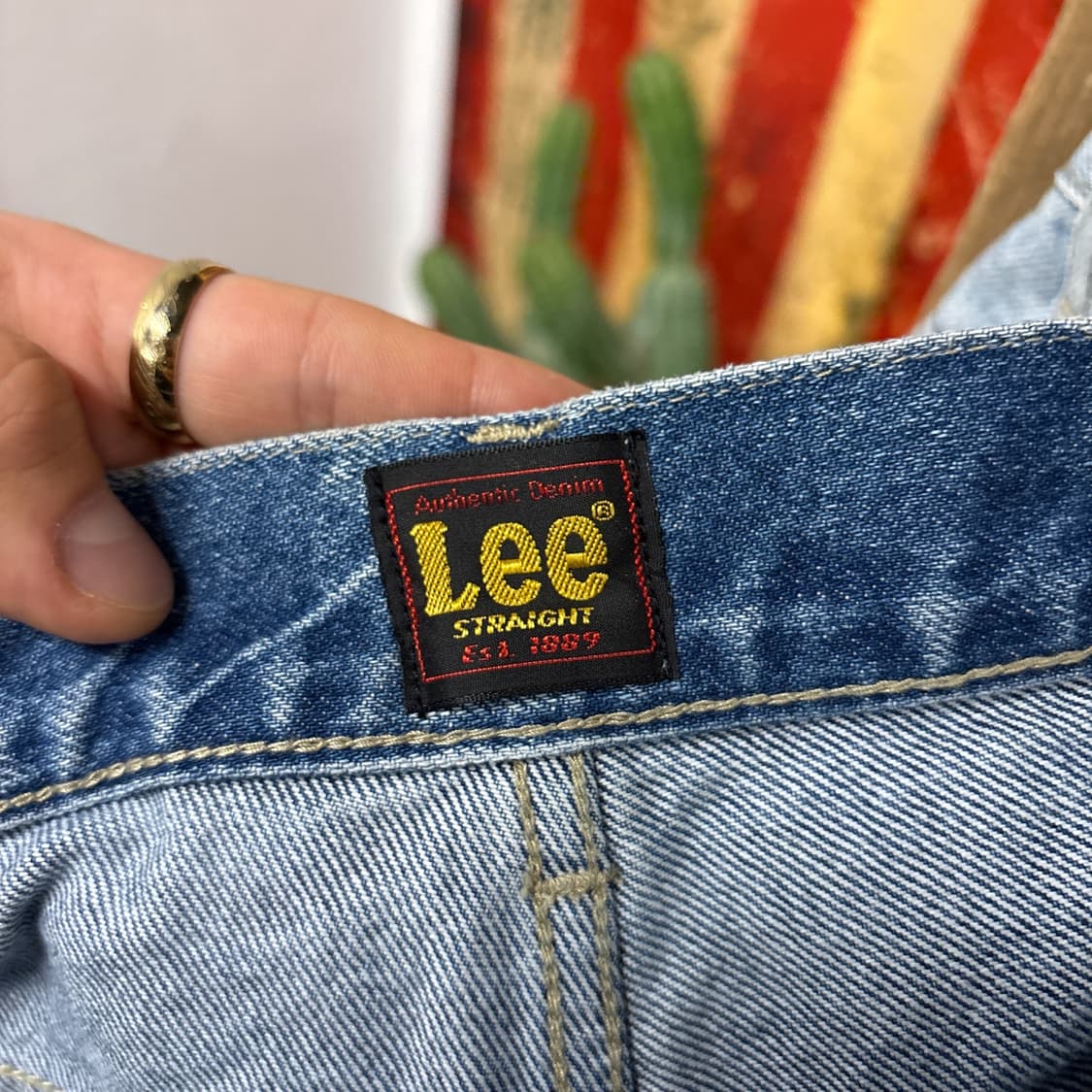 LEE 루즈 스트레이트 블리치 워싱 버튼플라이 데님팬츠 연청 N1695 상품이미지9