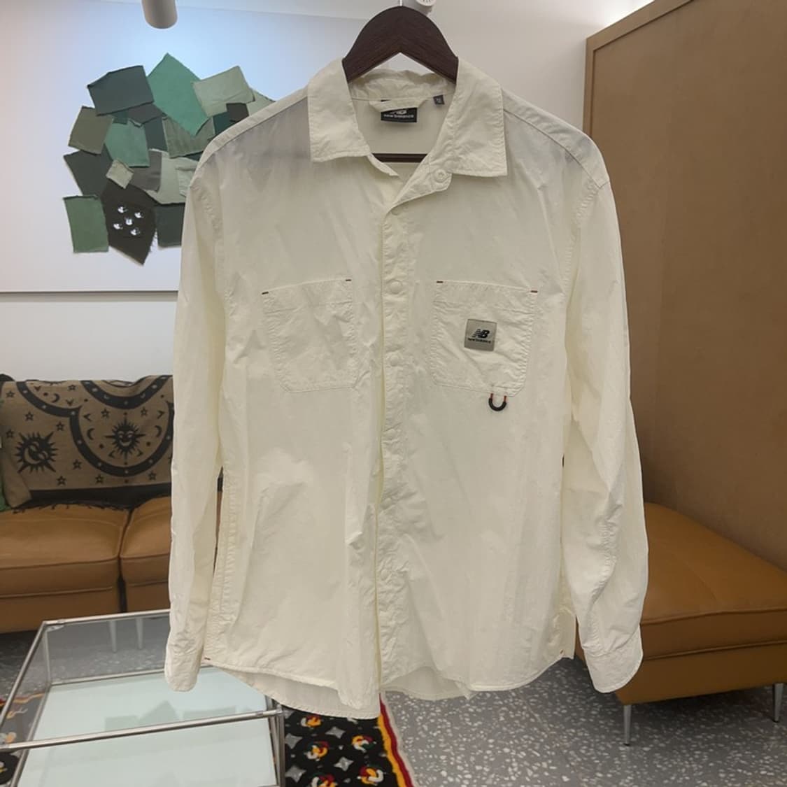 뉴발란스 올드스쿨 빈티지 투포켓 크림 워크 셔츠 M C07265 상품이미지3