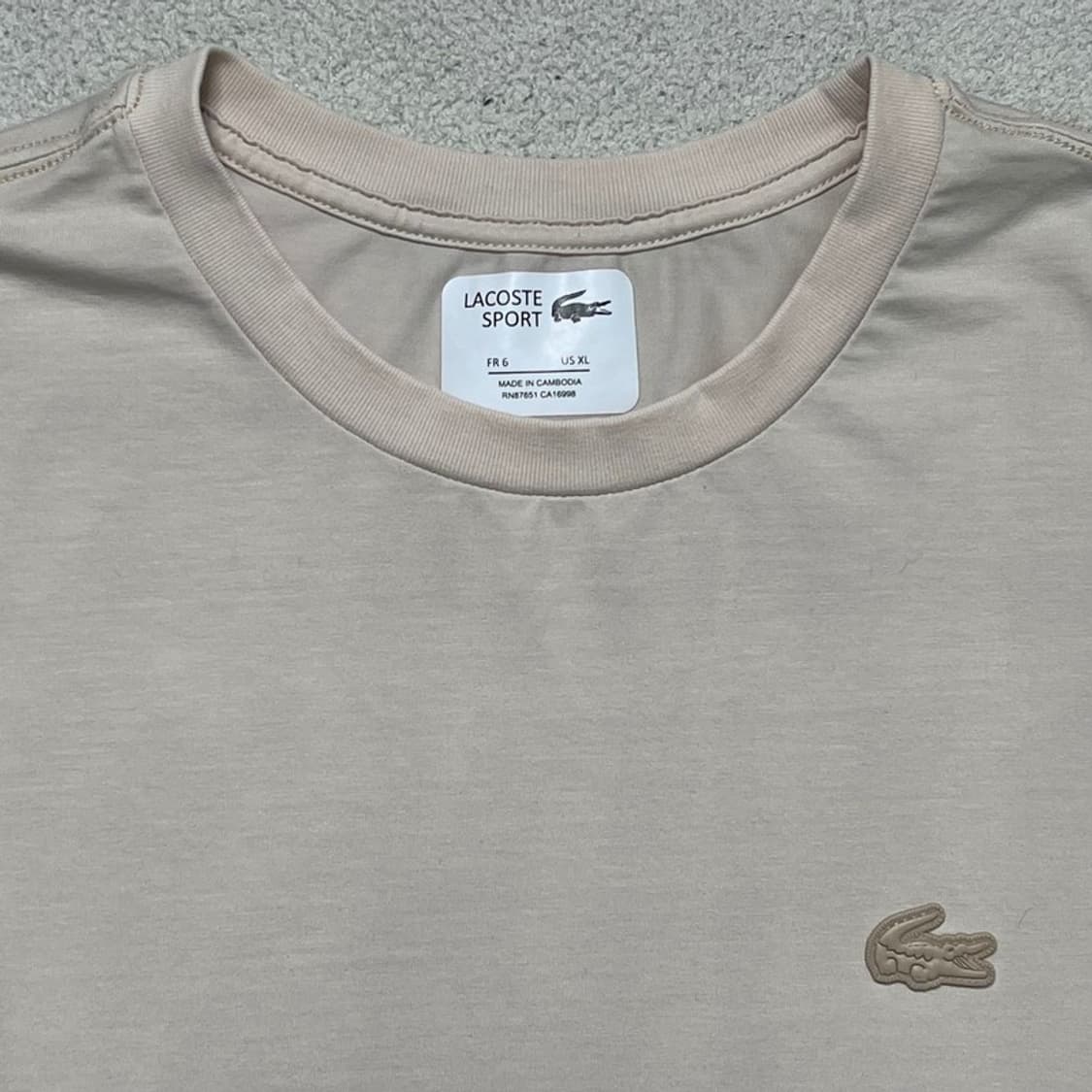  LACOSTE 반팔 티 베이지 XL 상품이미지3