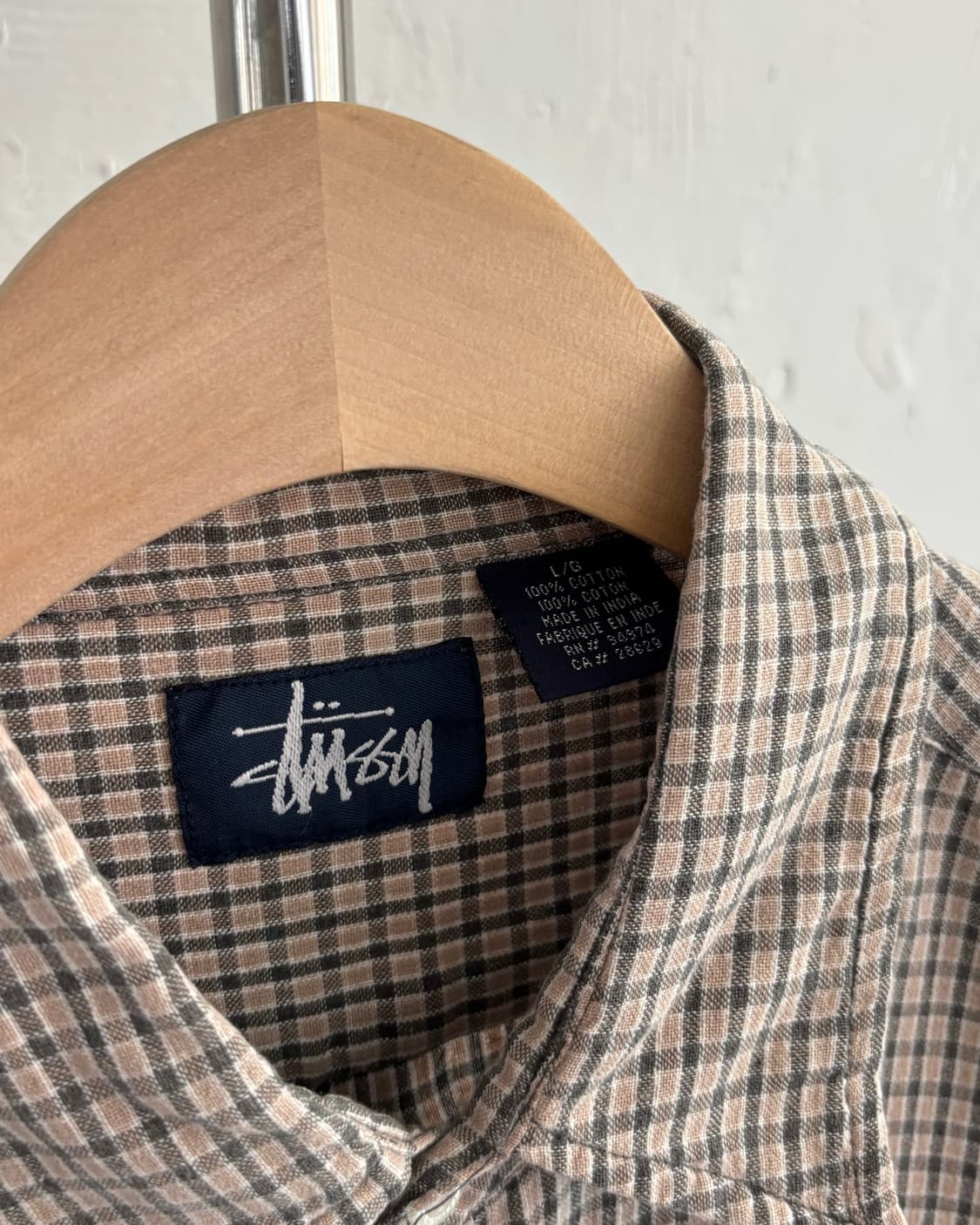 Stussy 스투시 90’s 베이지 체크 코튼 셔츠 상품이미지5