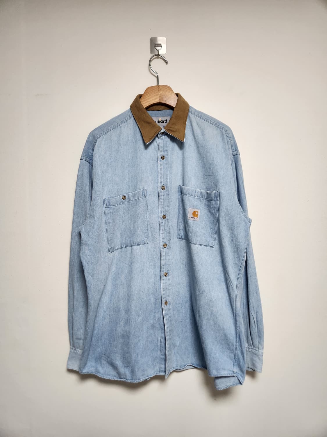 칼하트Carhartt 카라 배색 데님 셔츠 L - S196 상품이미지1